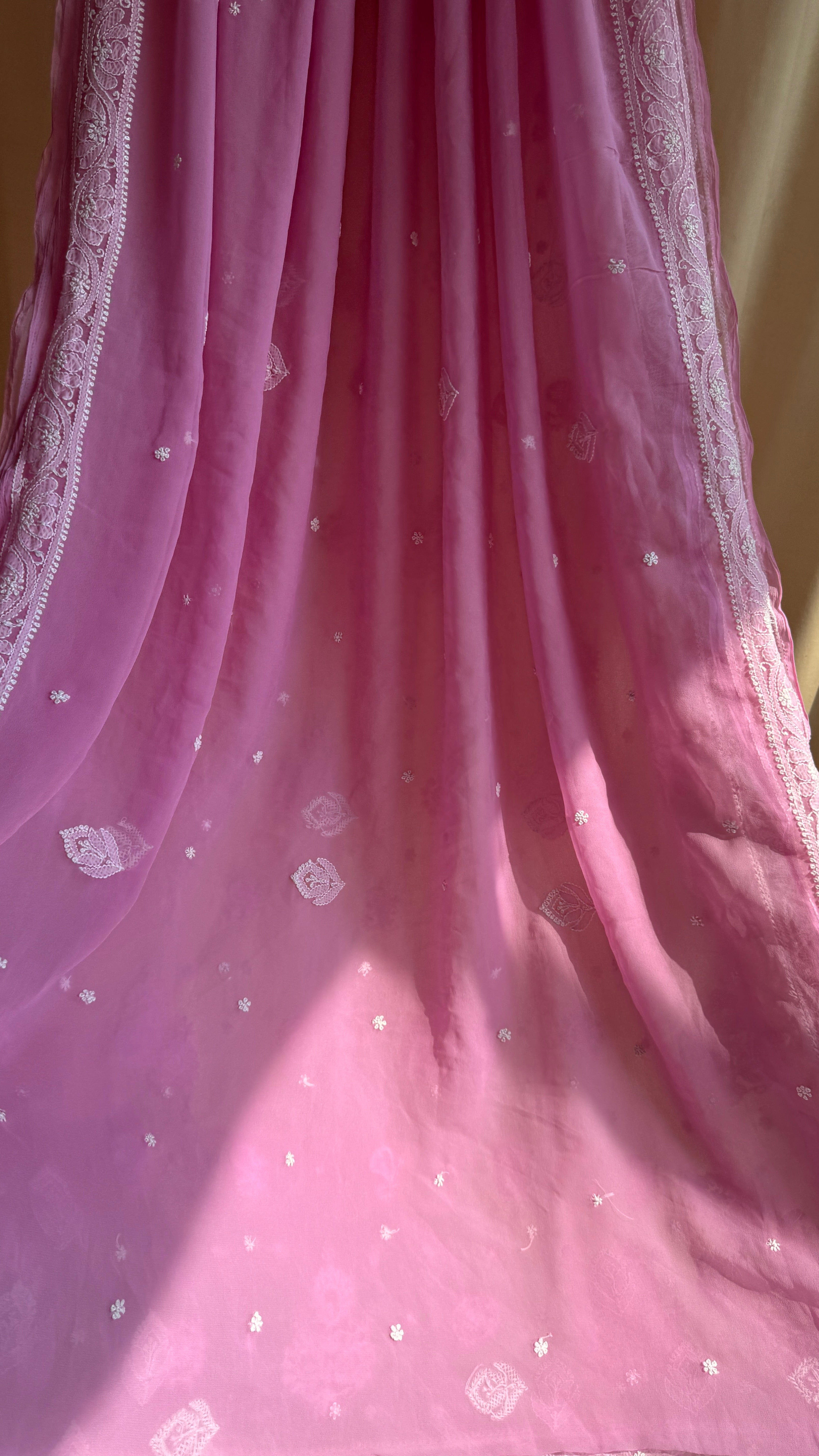 Georgette Chikankari saree in Pink