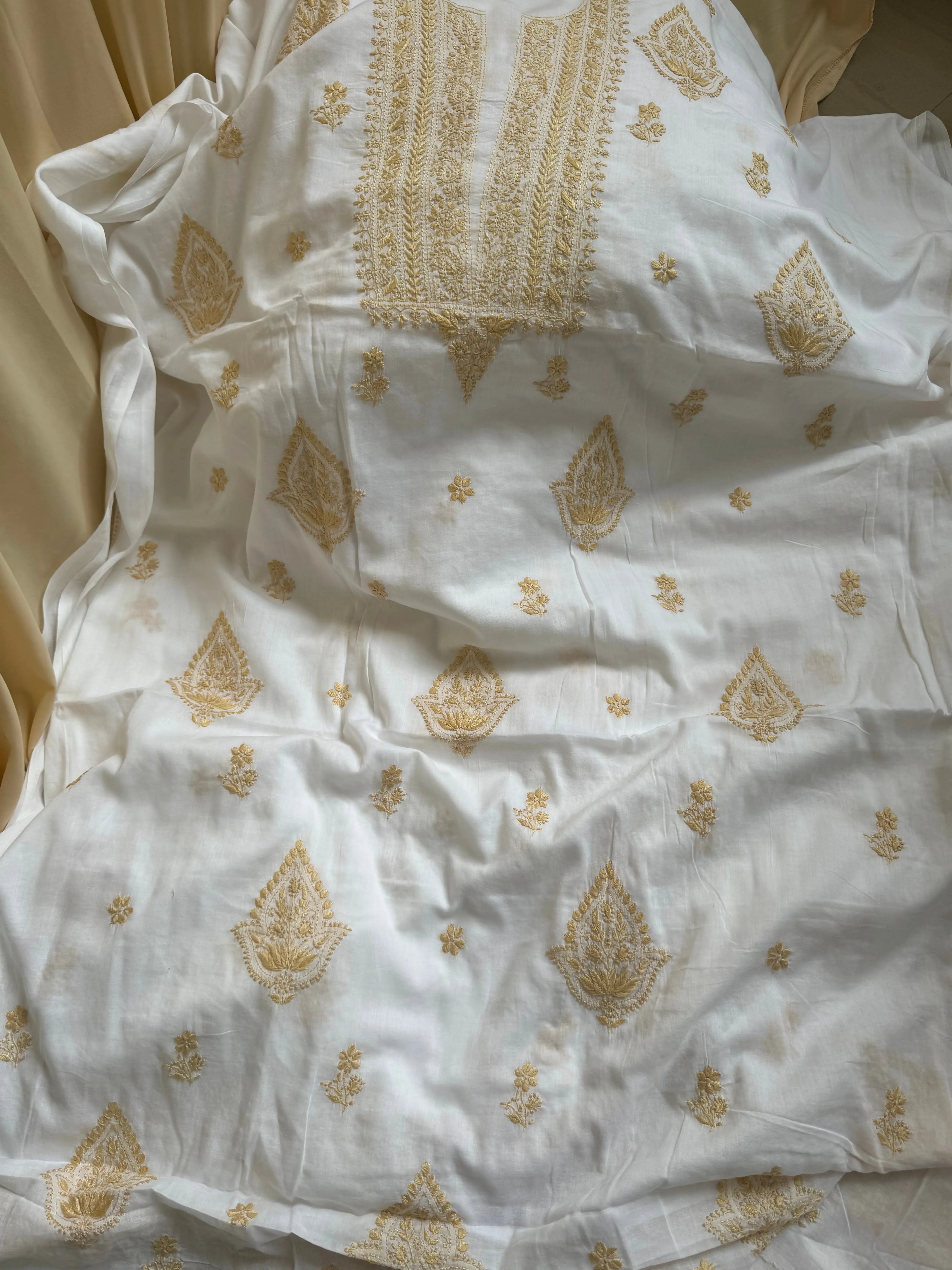 Mul cotton -Unstitched set - Kurti with Dupatta - ARIAA CHIKANKARI ARIAA CHIKANKARI