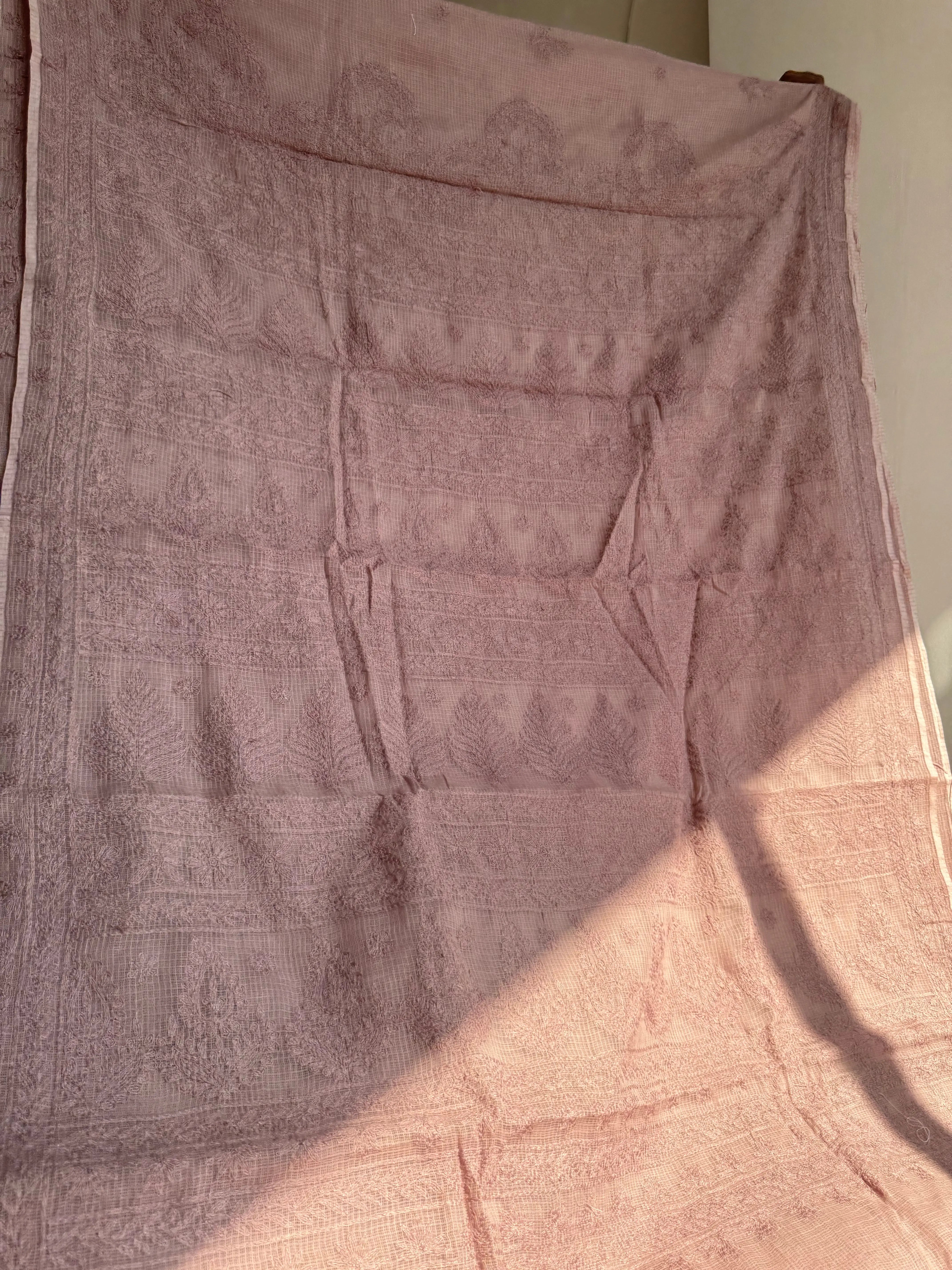 Kota Chikankari saree in Mauve ARIAA CHIKANKARI