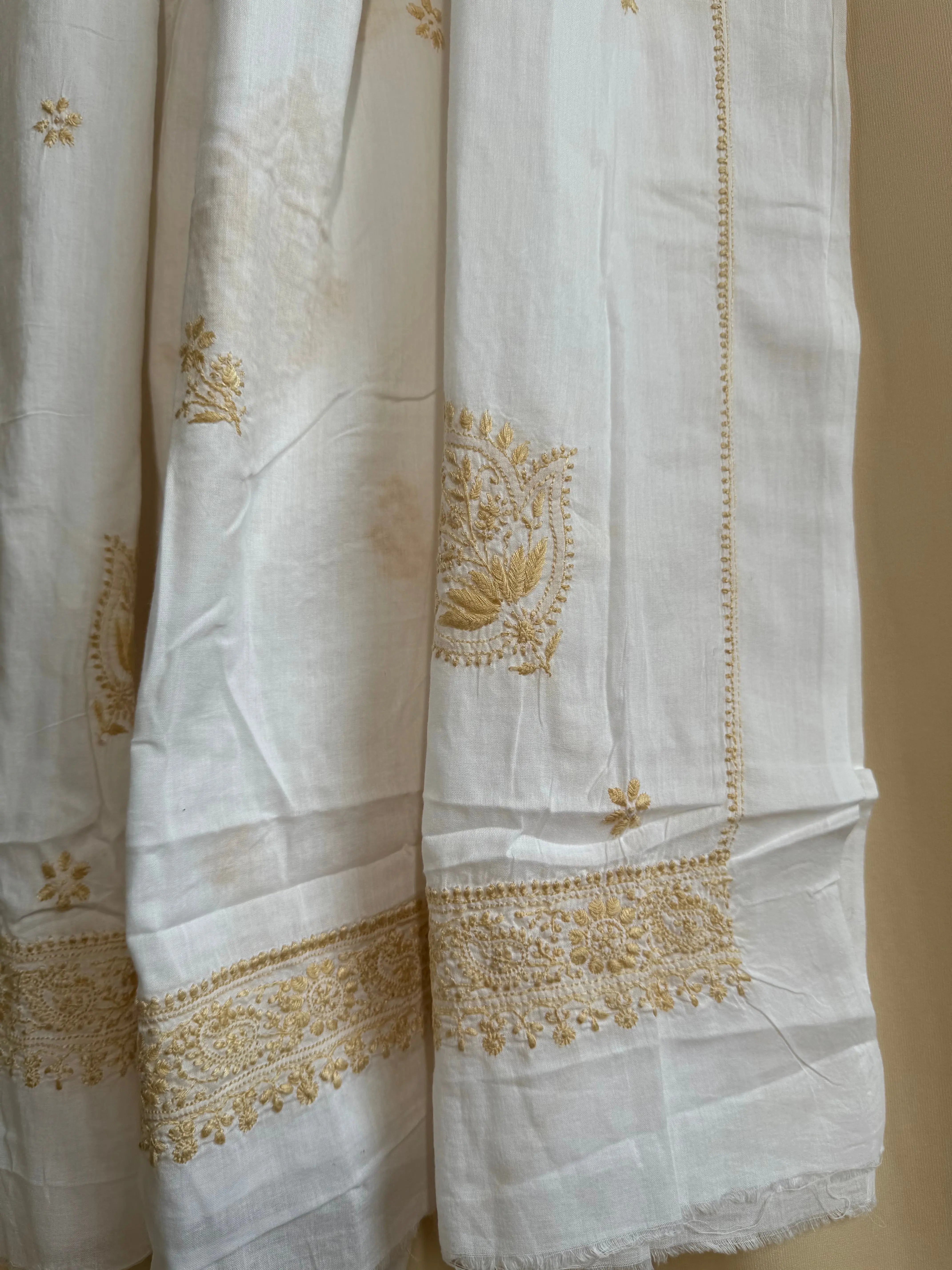 Mul cotton -Unstitched set - Kurti with Dupatta - ARIAA CHIKANKARI ARIAA CHIKANKARI