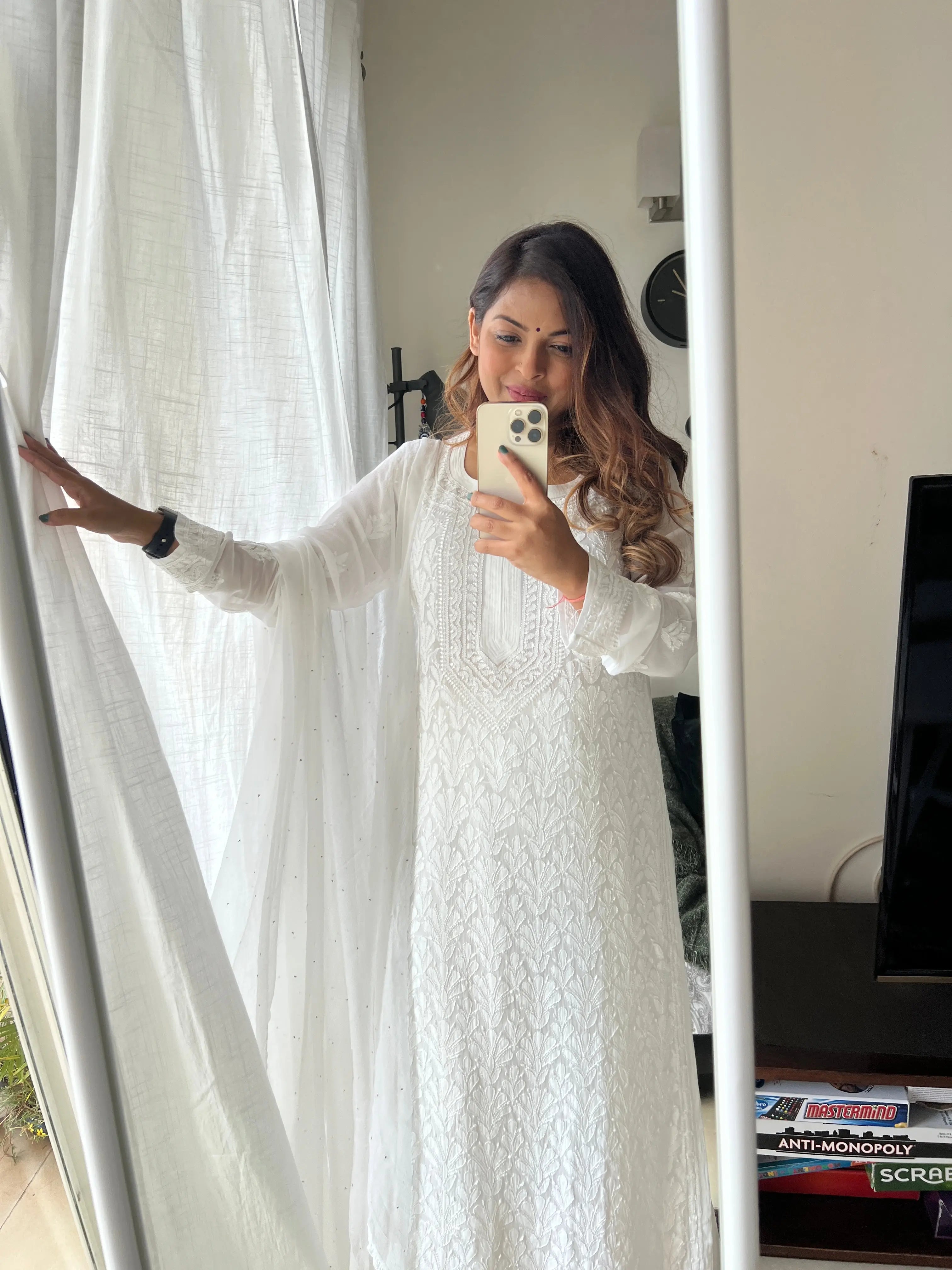 Viscose Plazzo Set - White ARIAA CHIKANKARI