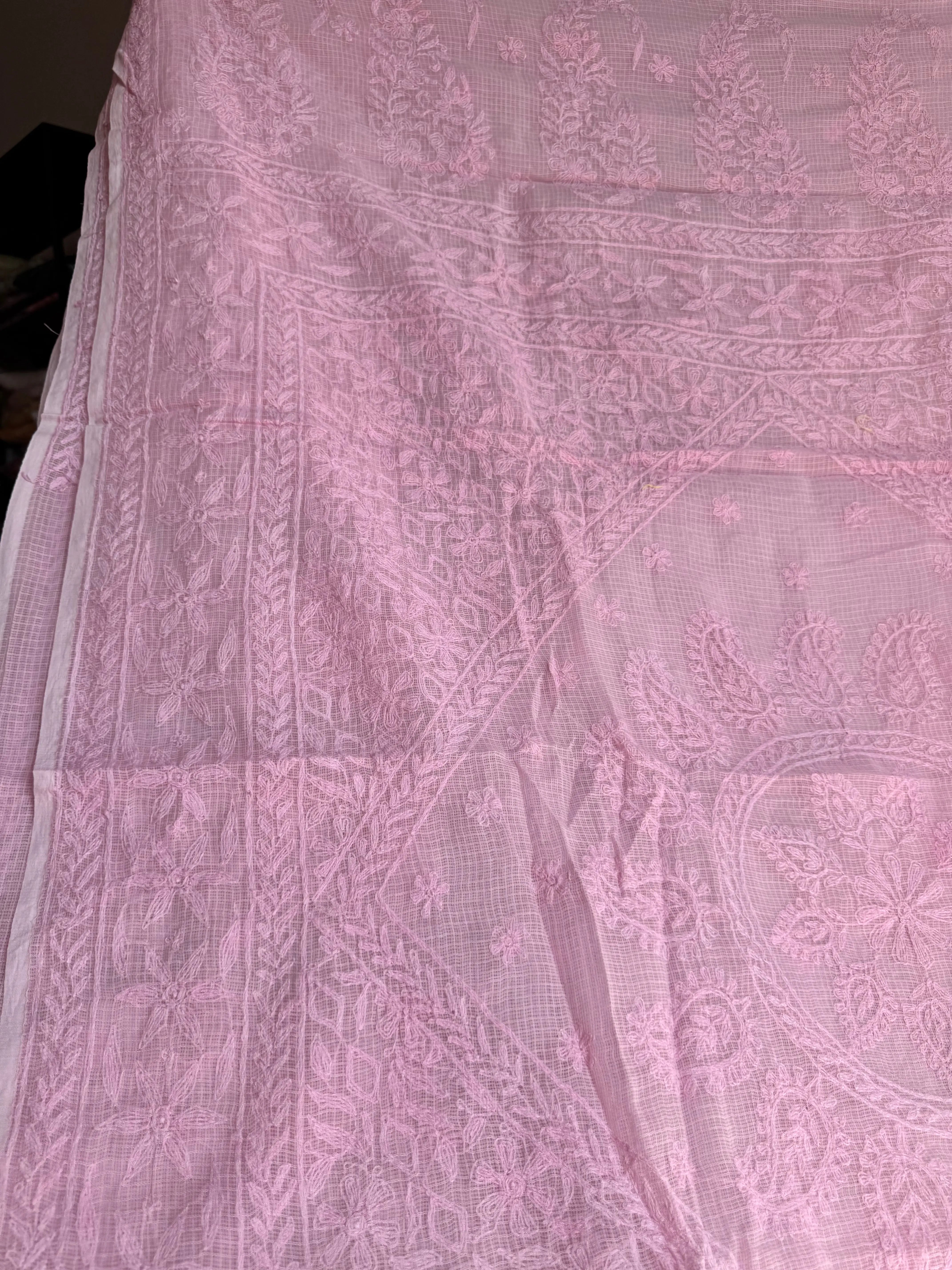 Kota Chikankari saree in Pink ARIAA CHIKANKARI