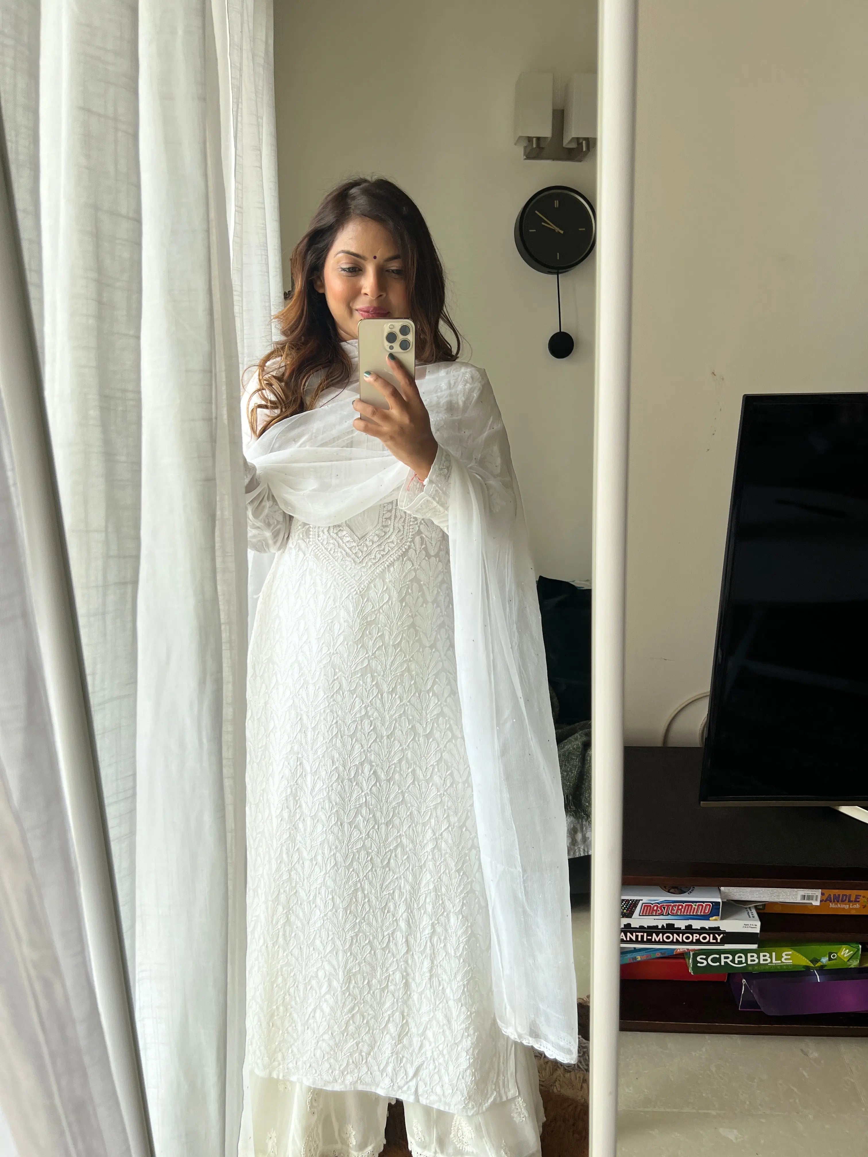 Viscose Plazzo Set - White ARIAA CHIKANKARI