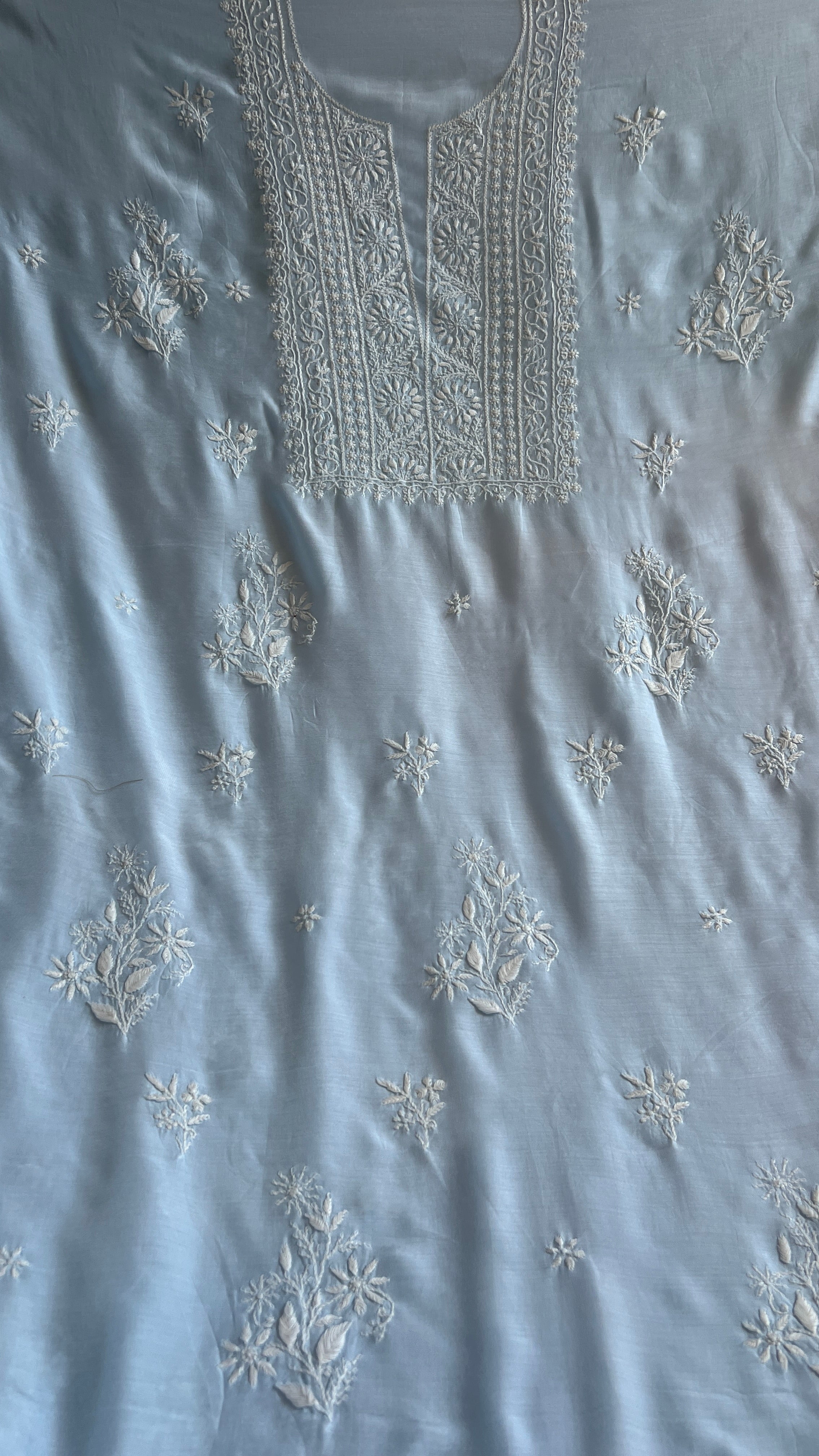 Pure Muslin kurti Length unstitched - Blue