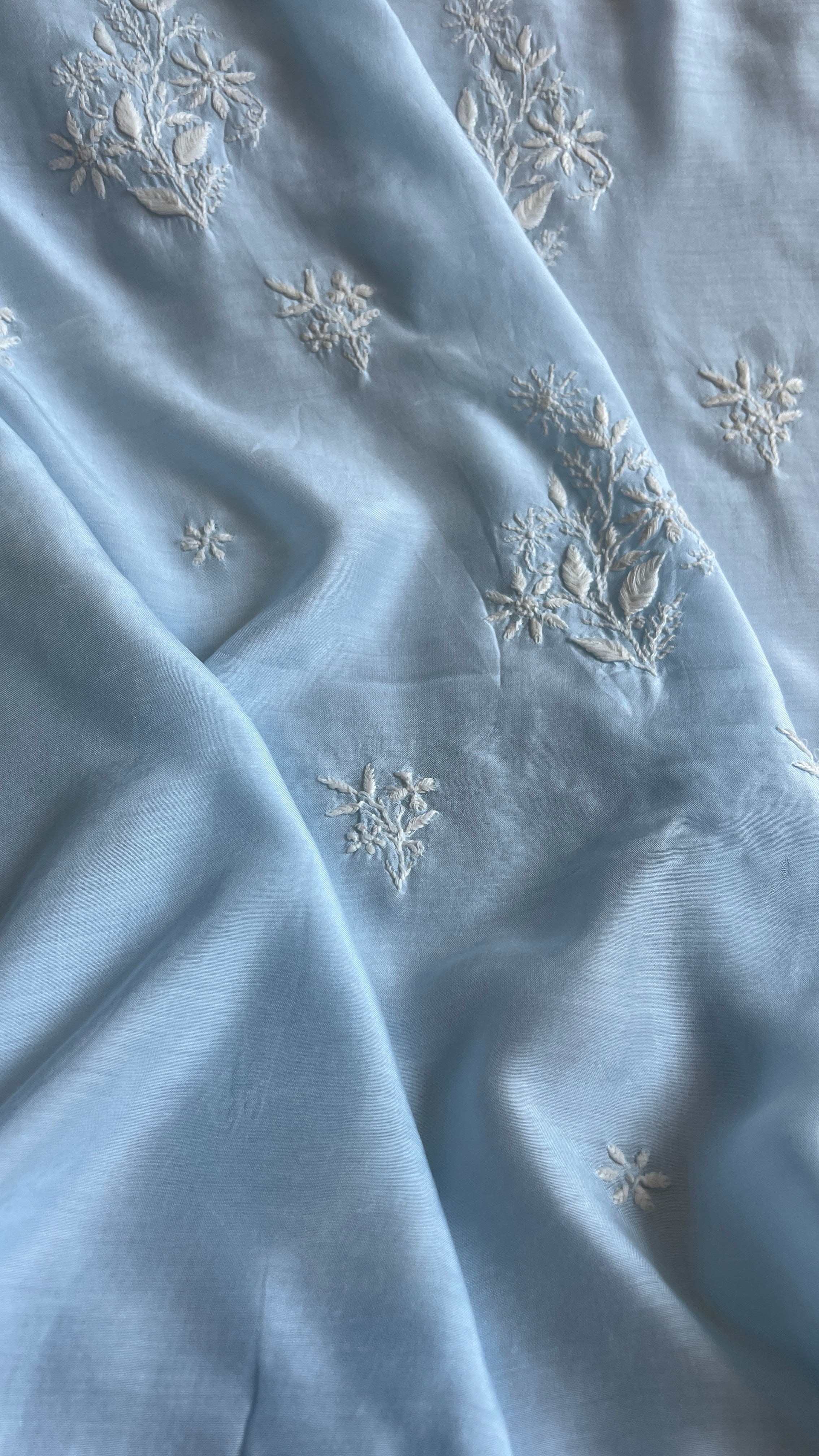 Pure Muslin kurti Length unstitched - Blue