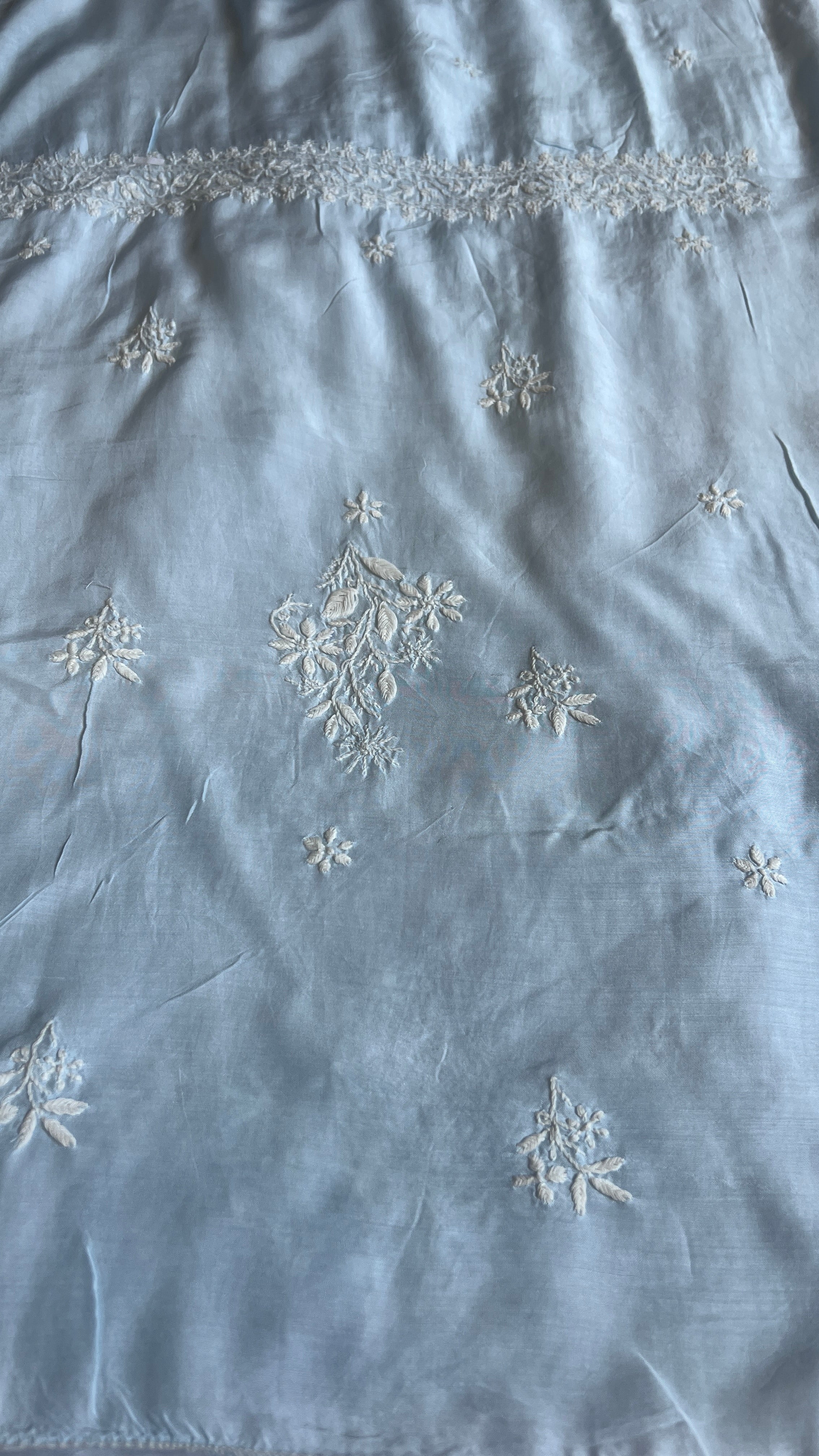 Pure Muslin kurti Length unstitched - Blue