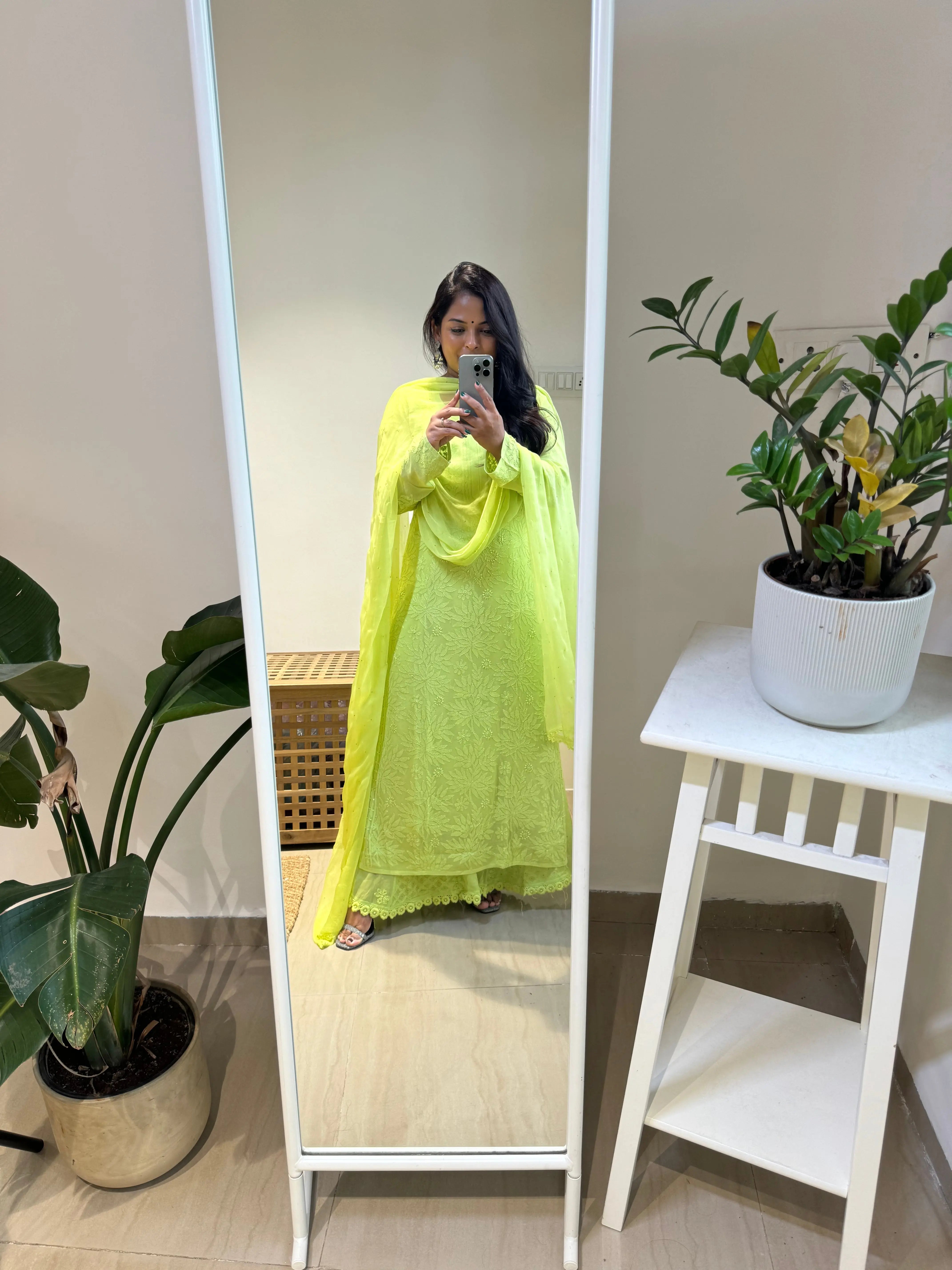 Viscose Plazzo Set - Bright Green ARIAA CHIKANKARI