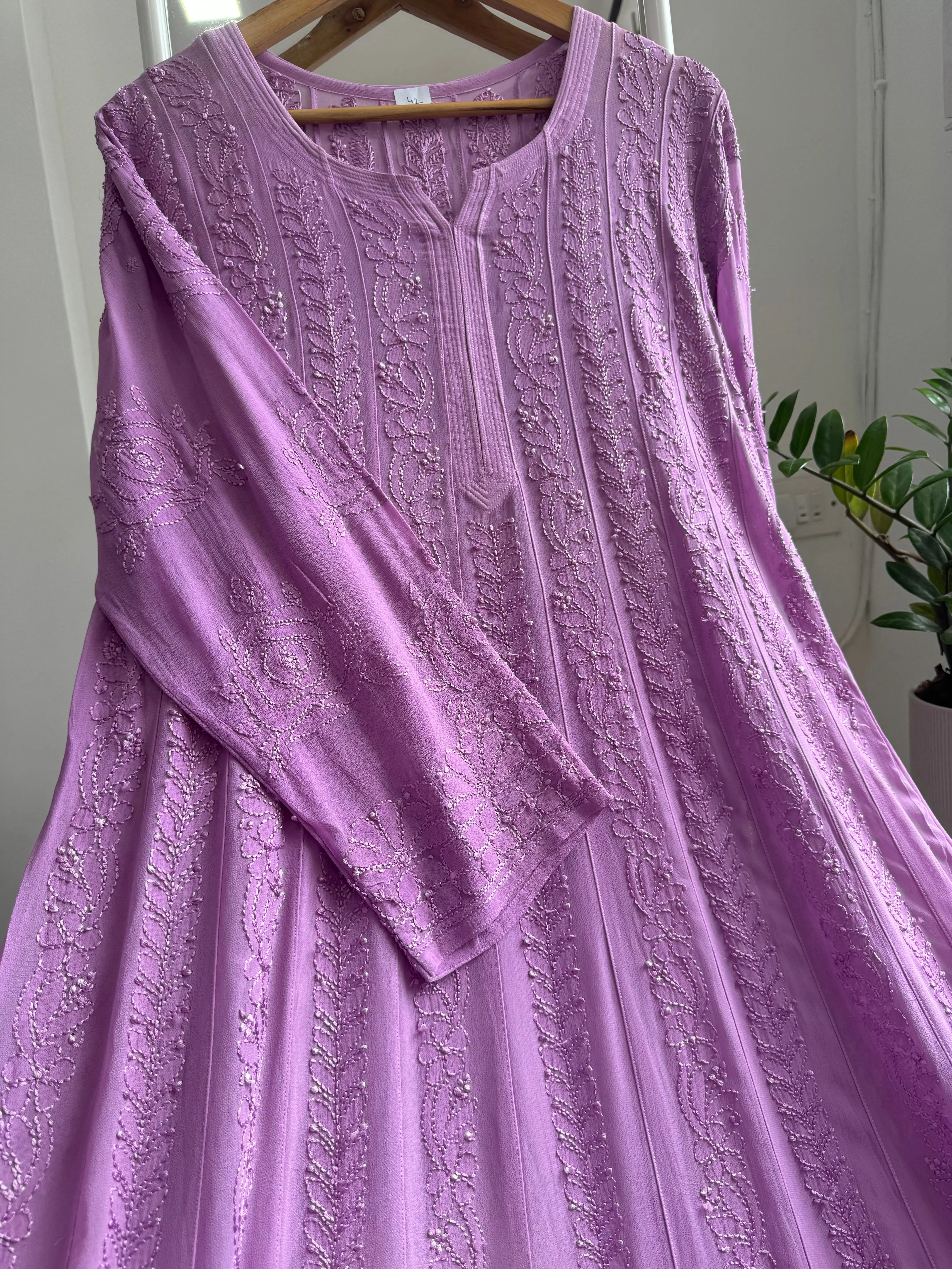 Viscose Chikankari Anarkali - Lilac ARIAA CHIKANKARI
