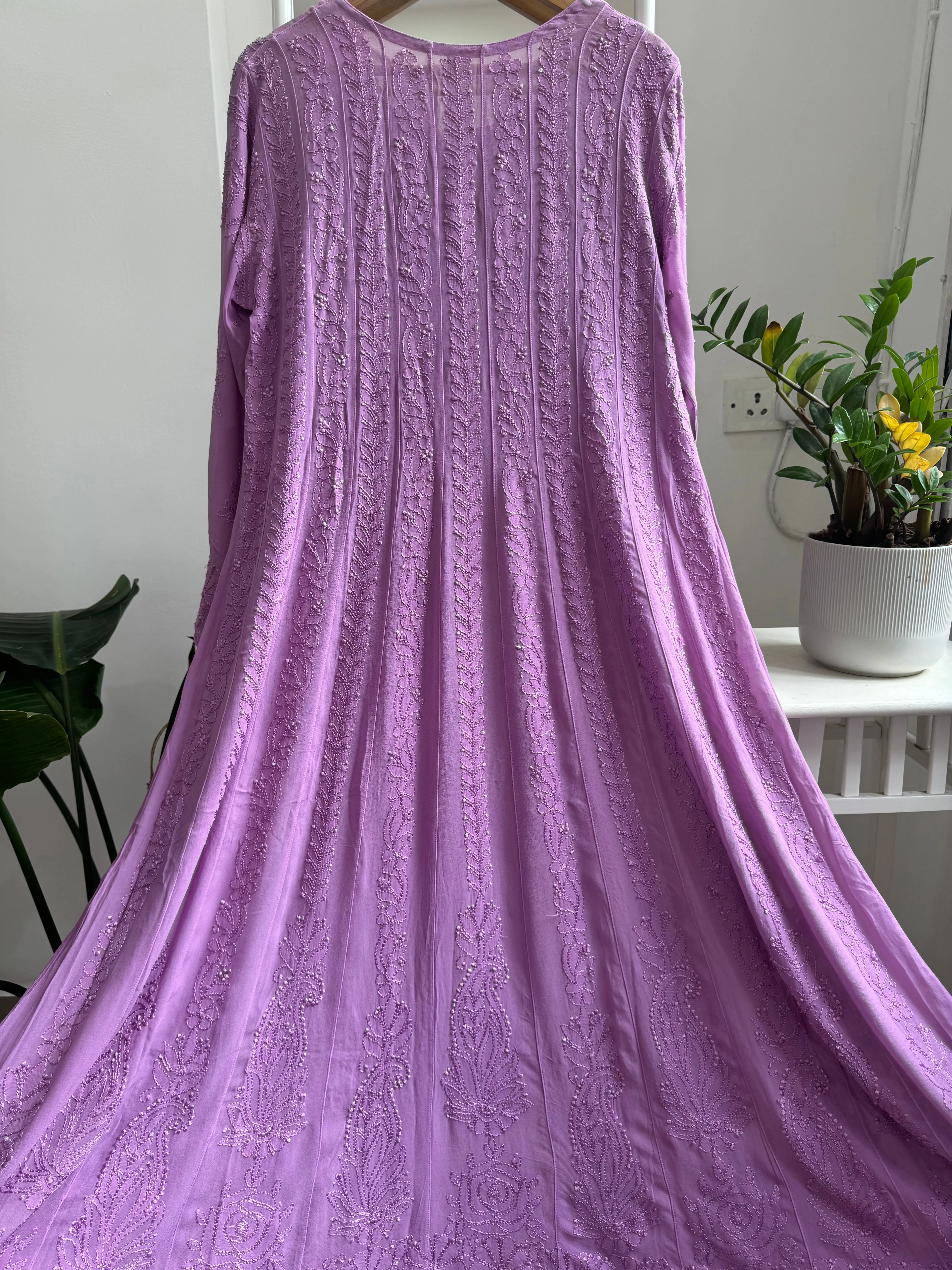 Viscose Chikankari Anarkali - Lilac ARIAA CHIKANKARI