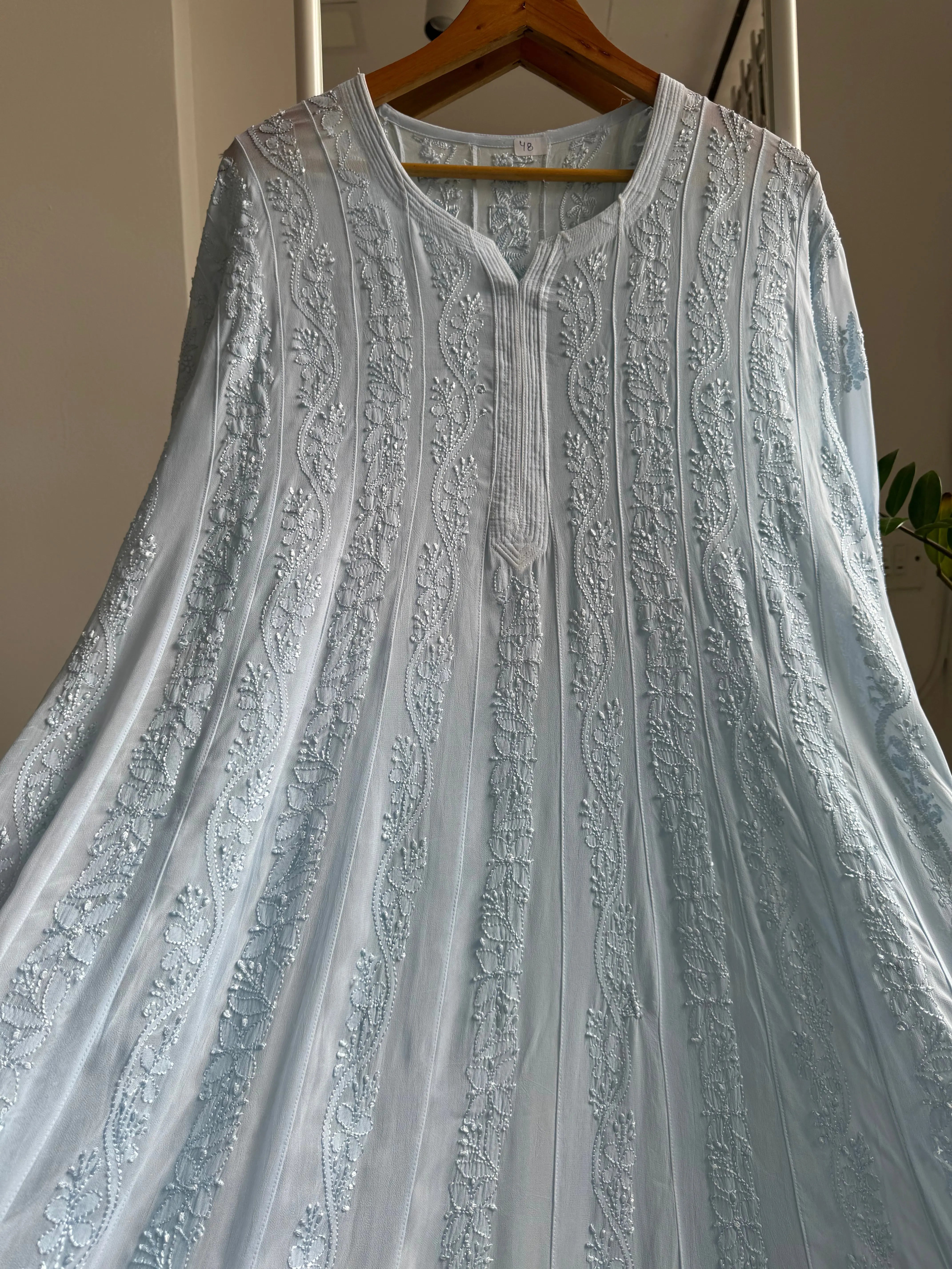 Viscose Chikankari Anarkali - Baby Blue ARIAA CHIKANKARI