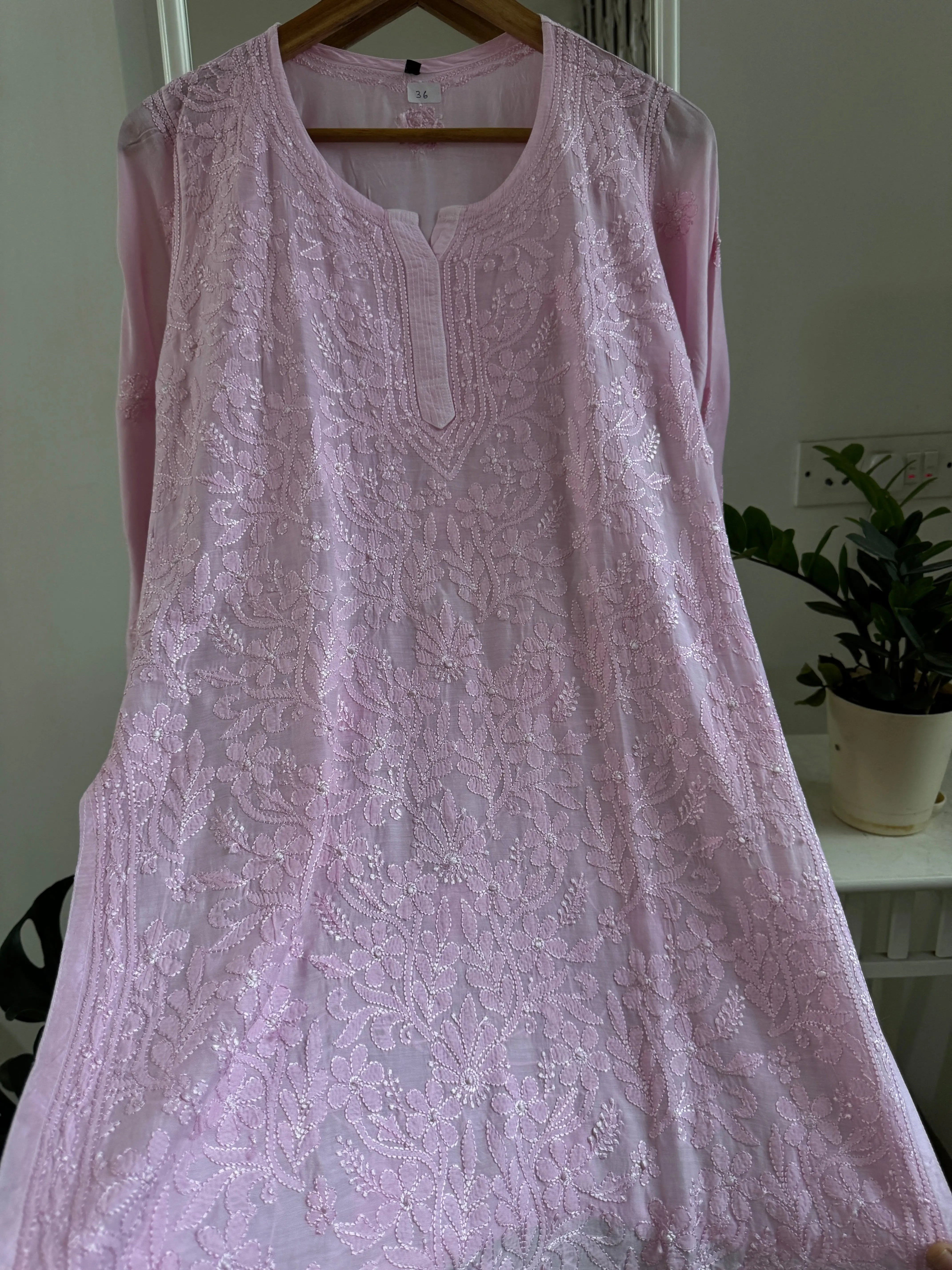 Chikankari Muslin short Top in Baby Pink ARIAA CHIKANKARI