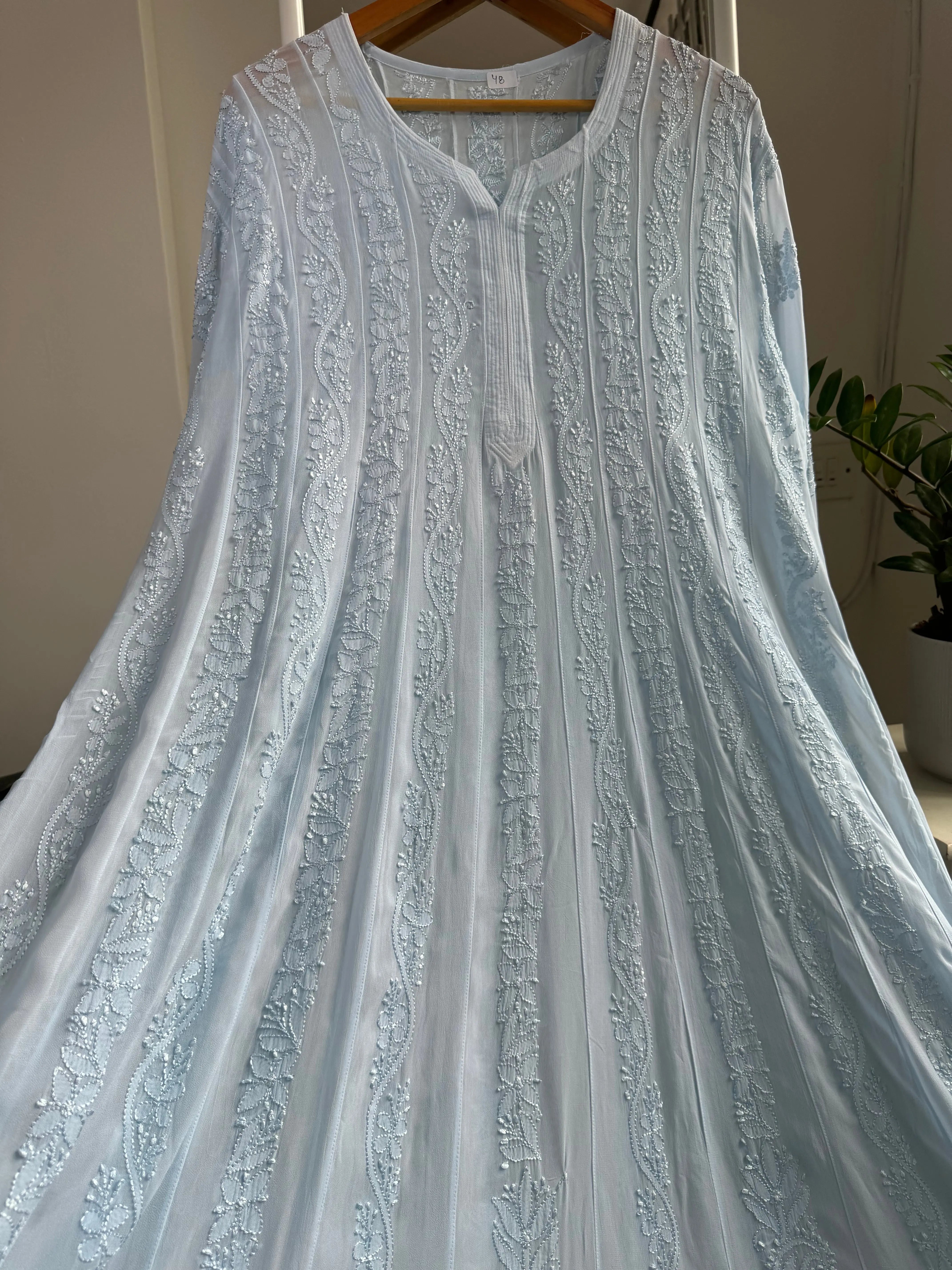 Viscose Chikankari Anarkali - Baby Blue ARIAA CHIKANKARI