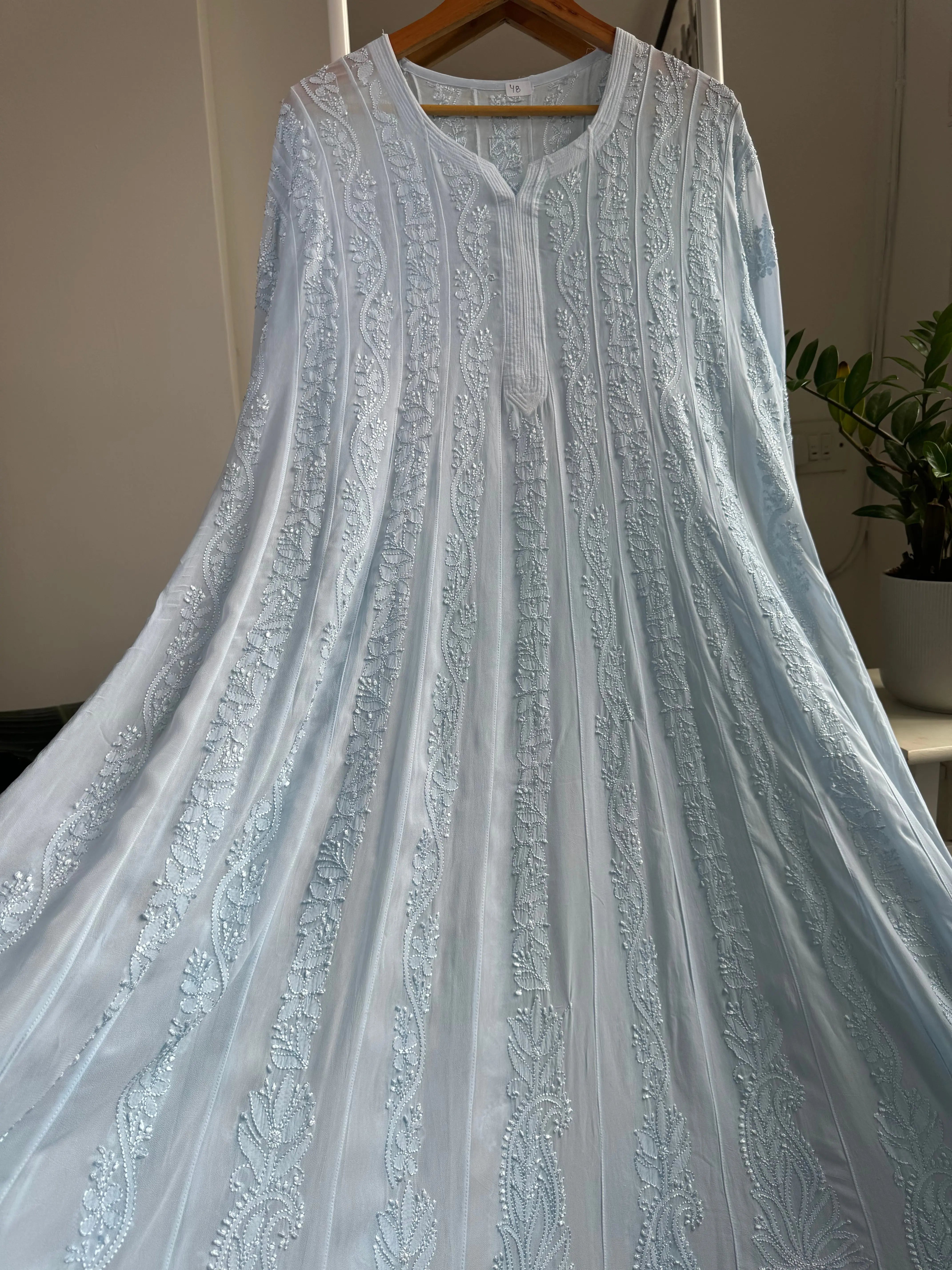 Viscose Chikankari Anarkali - Baby Blue ARIAA CHIKANKARI