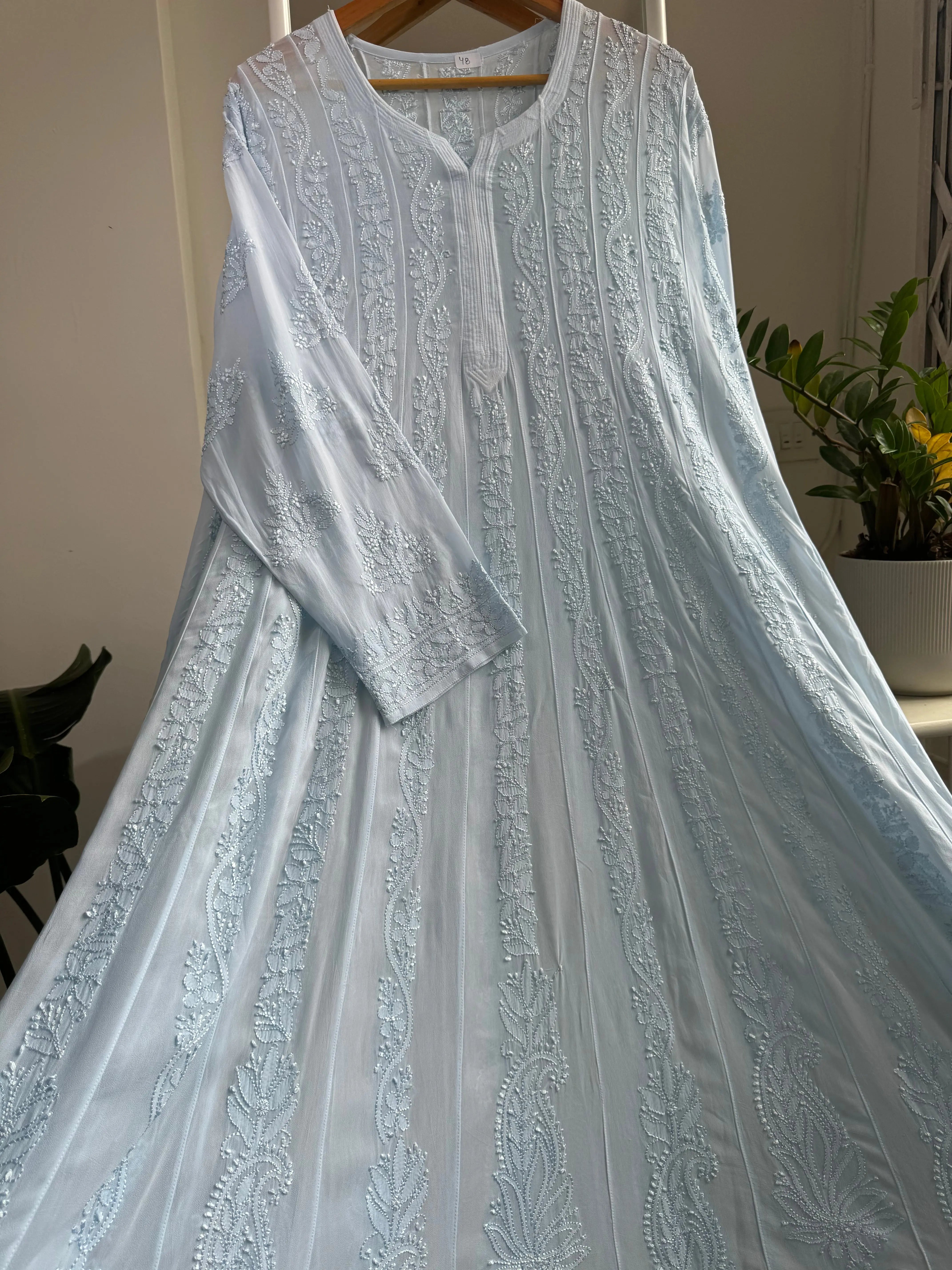 Viscose Chikankari Anarkali - Baby Blue ARIAA CHIKANKARI