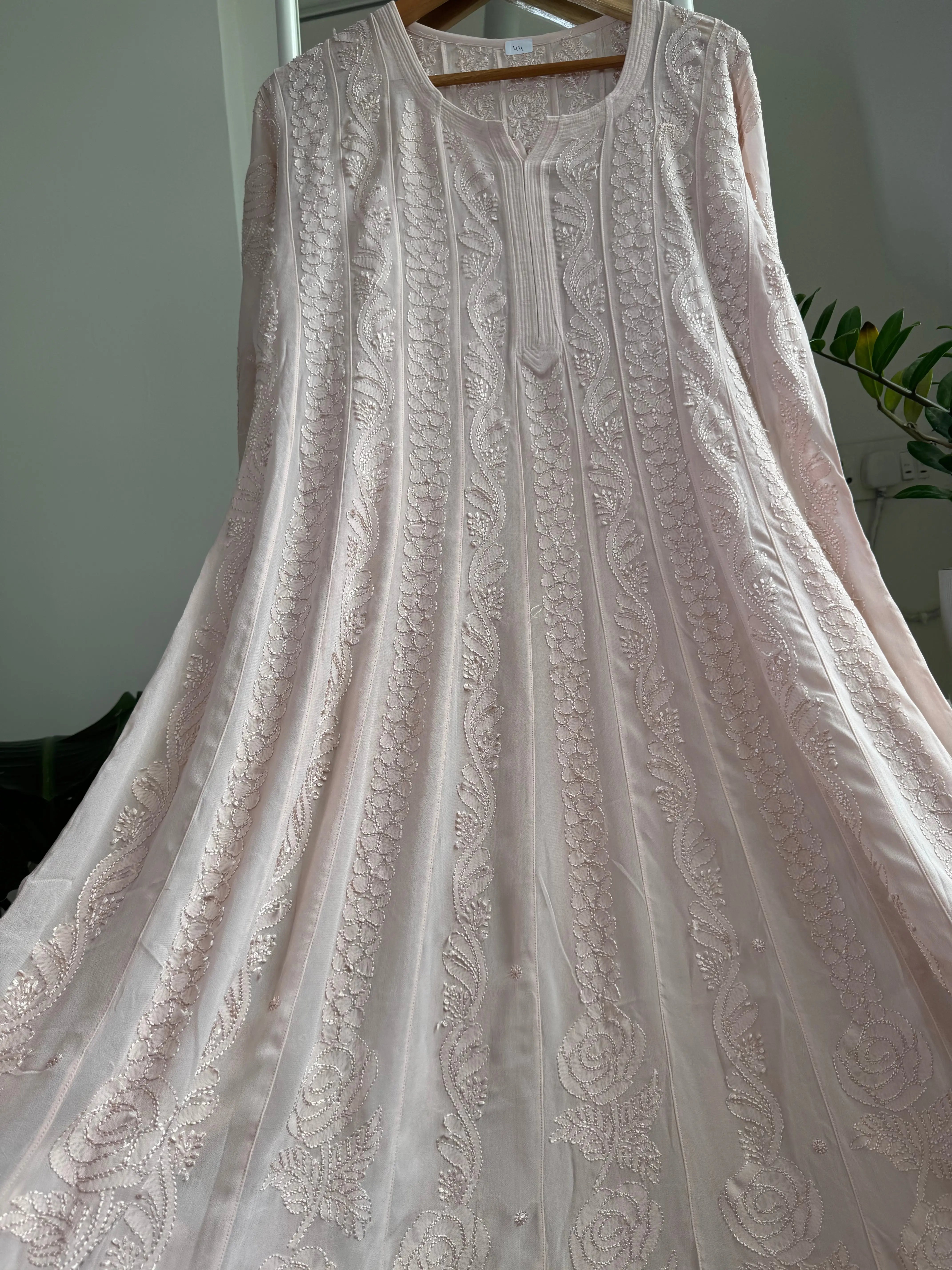Viscose Chikankari Anarkali - Pale Pink ARIAA CHIKANKARI