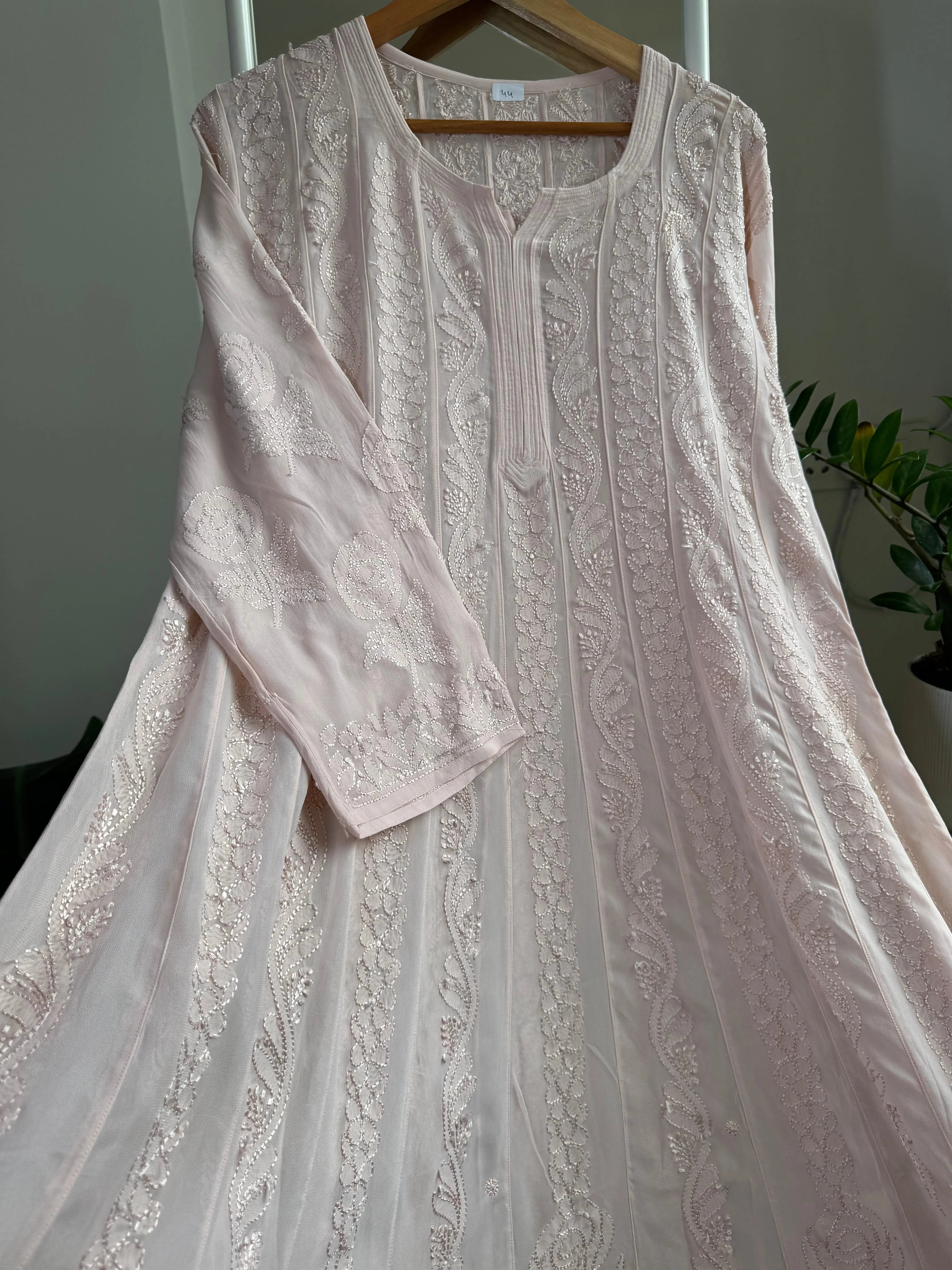 Viscose Chikankari Anarkali - Pale Pink ARIAA CHIKANKARI