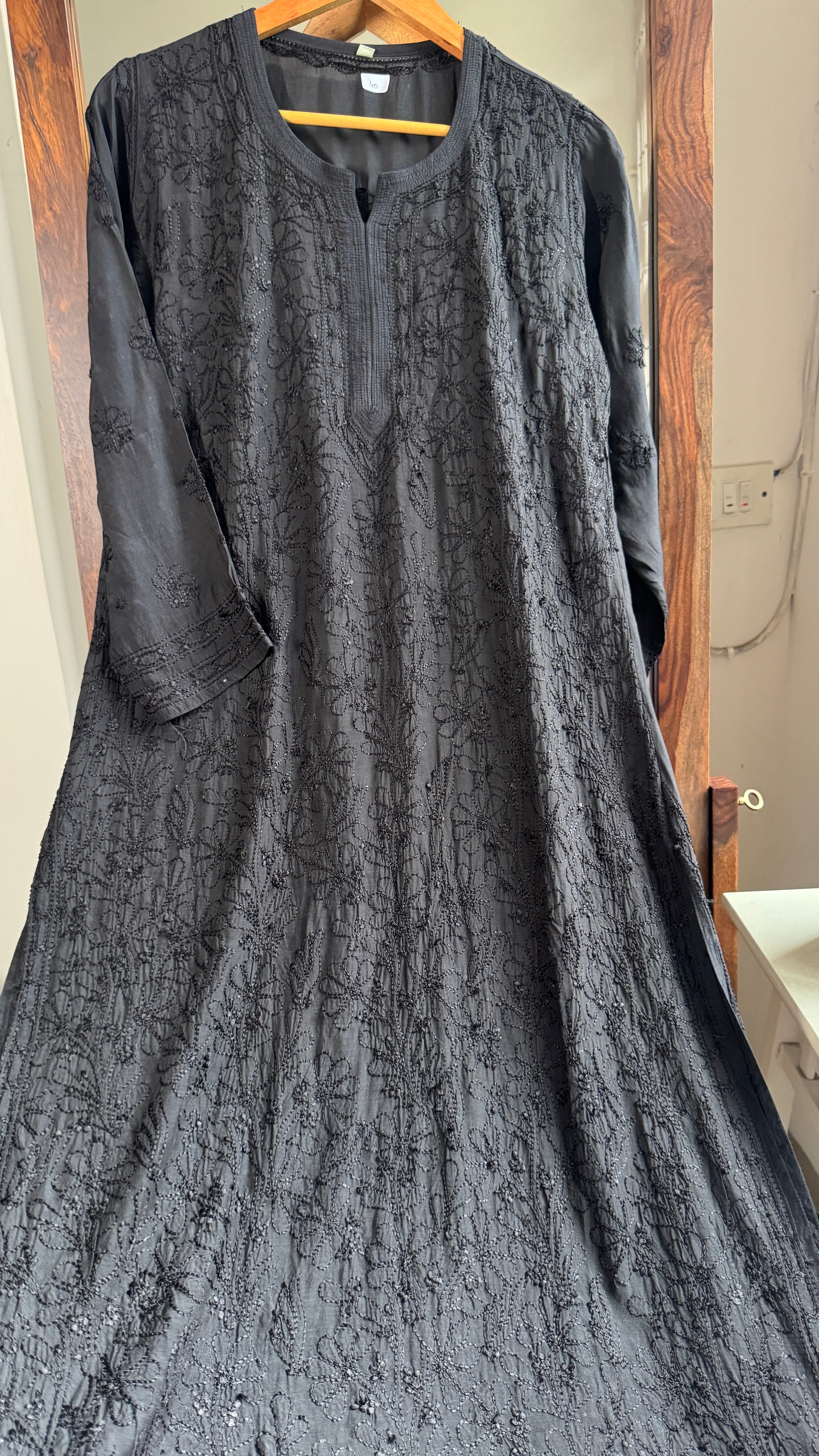 Muslin Chikankari Kurti - Black - BERRY Collection