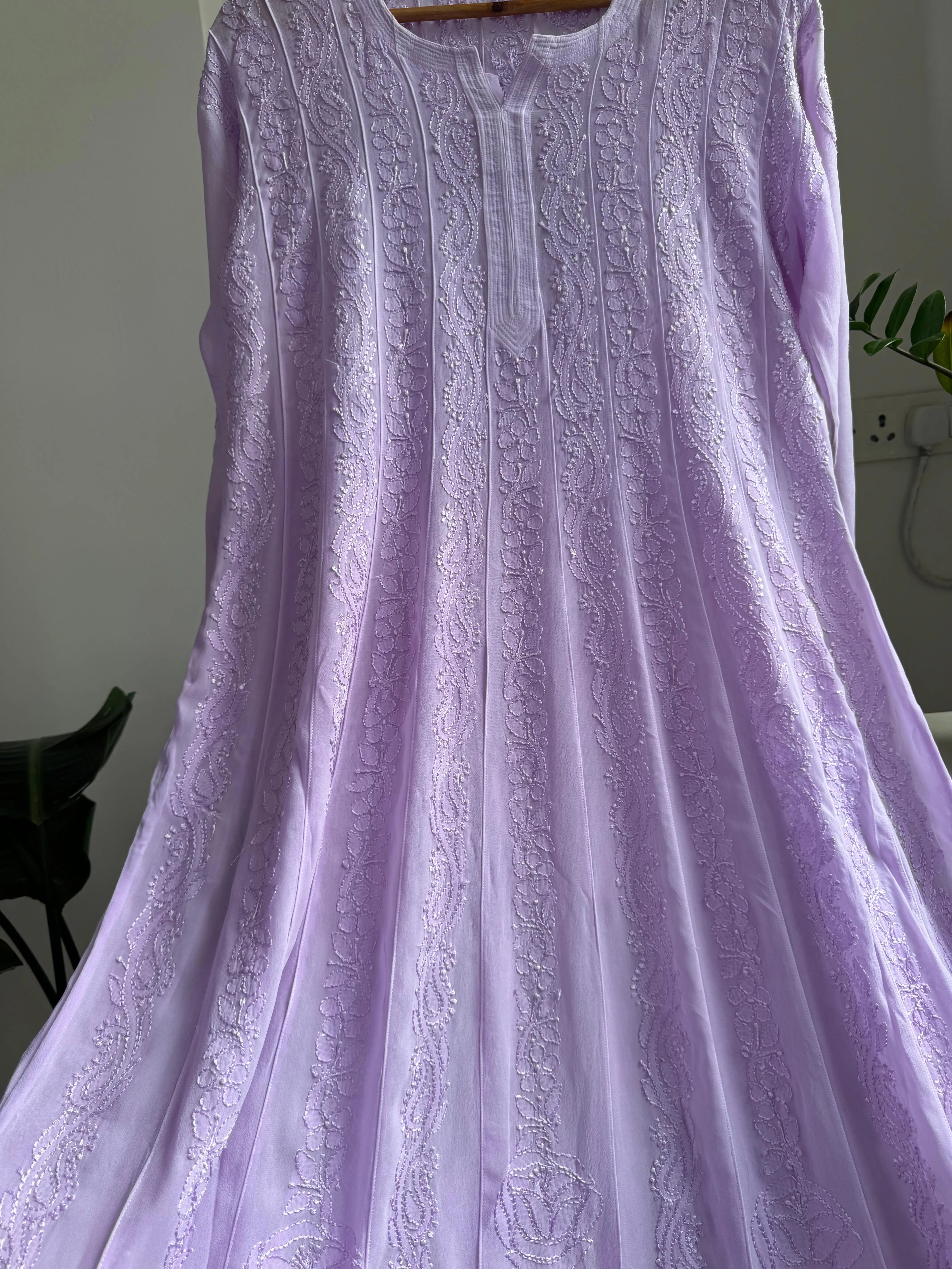 Viscose Chikankari Anarkali - Lavander ARIAA CHIKANKARI