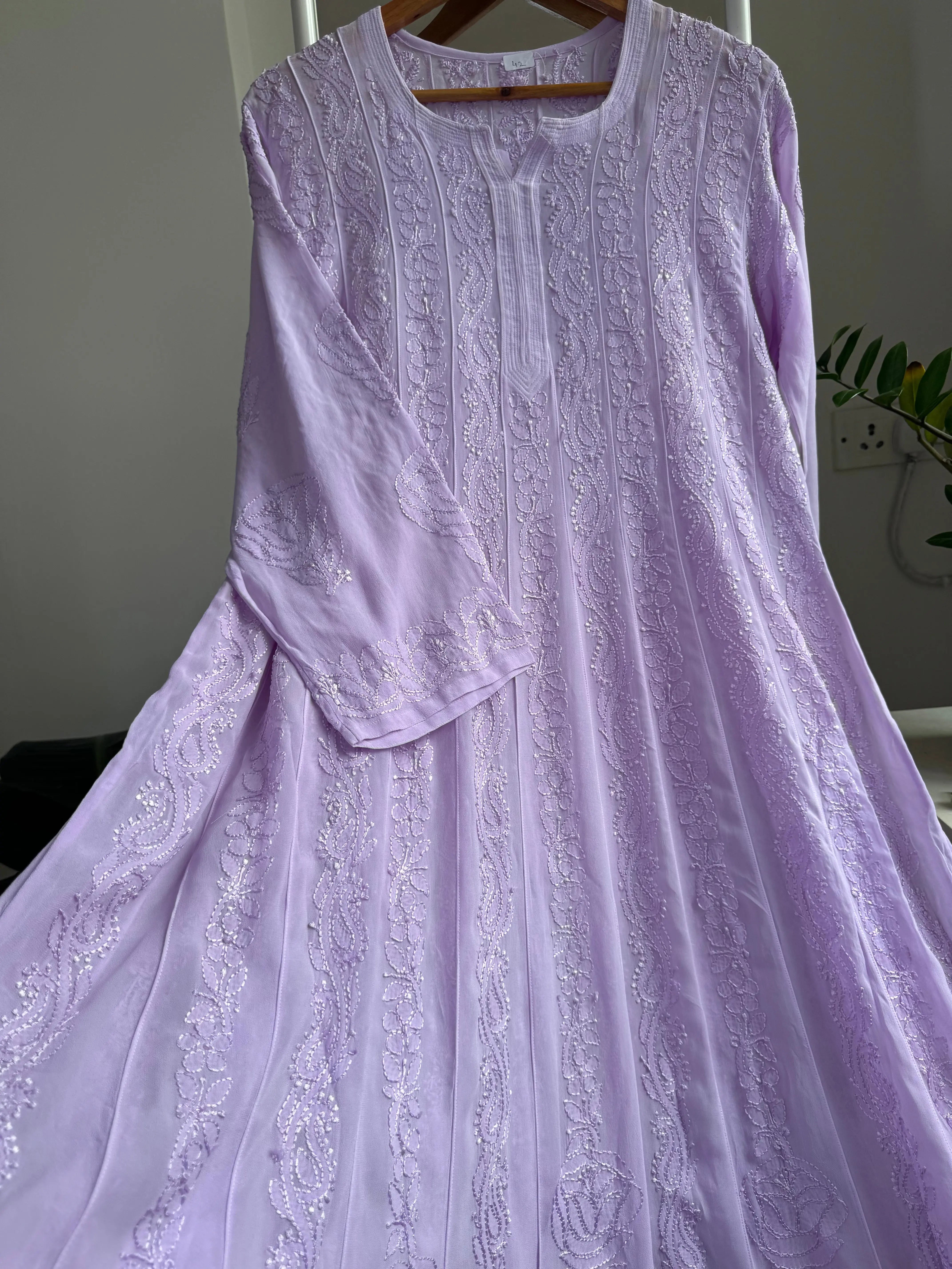 Viscose Chikankari Anarkali - Lavander ARIAA CHIKANKARI