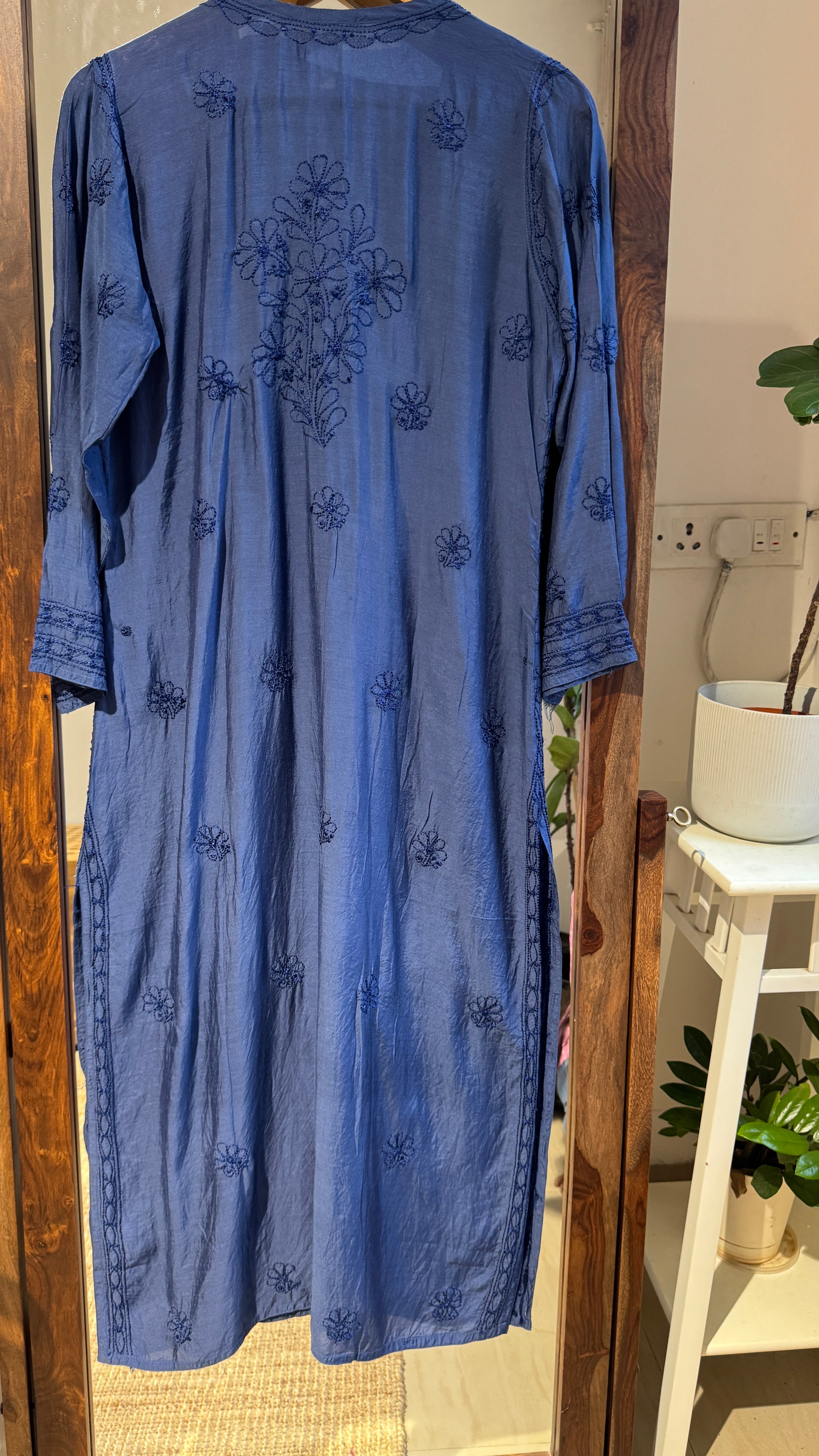 Muslin Chikankari Kurti - Dark Blue - BERRY Collection
