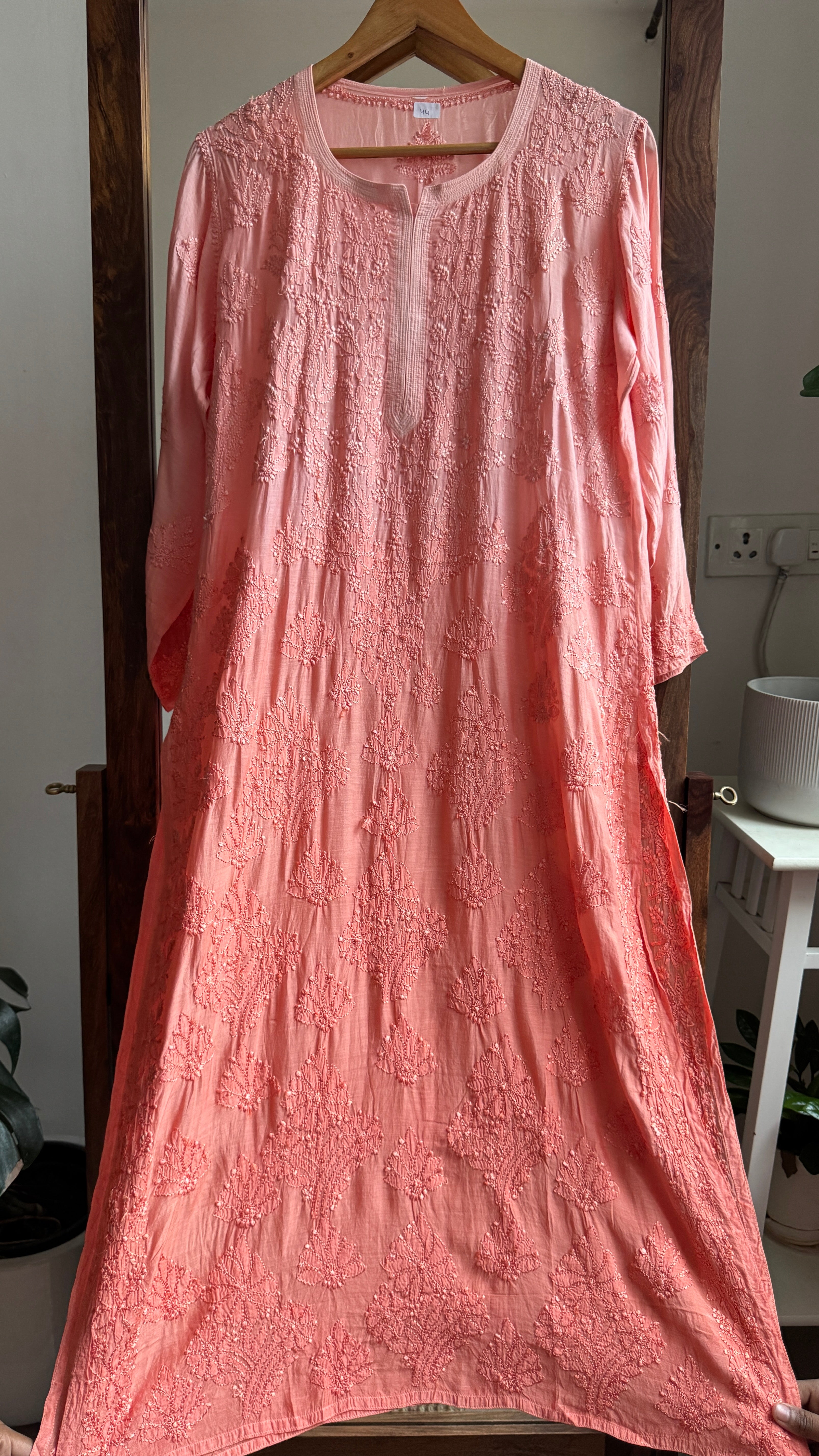 Muslin Chikankari Kurti - Peach Ombre - BERRY Collection