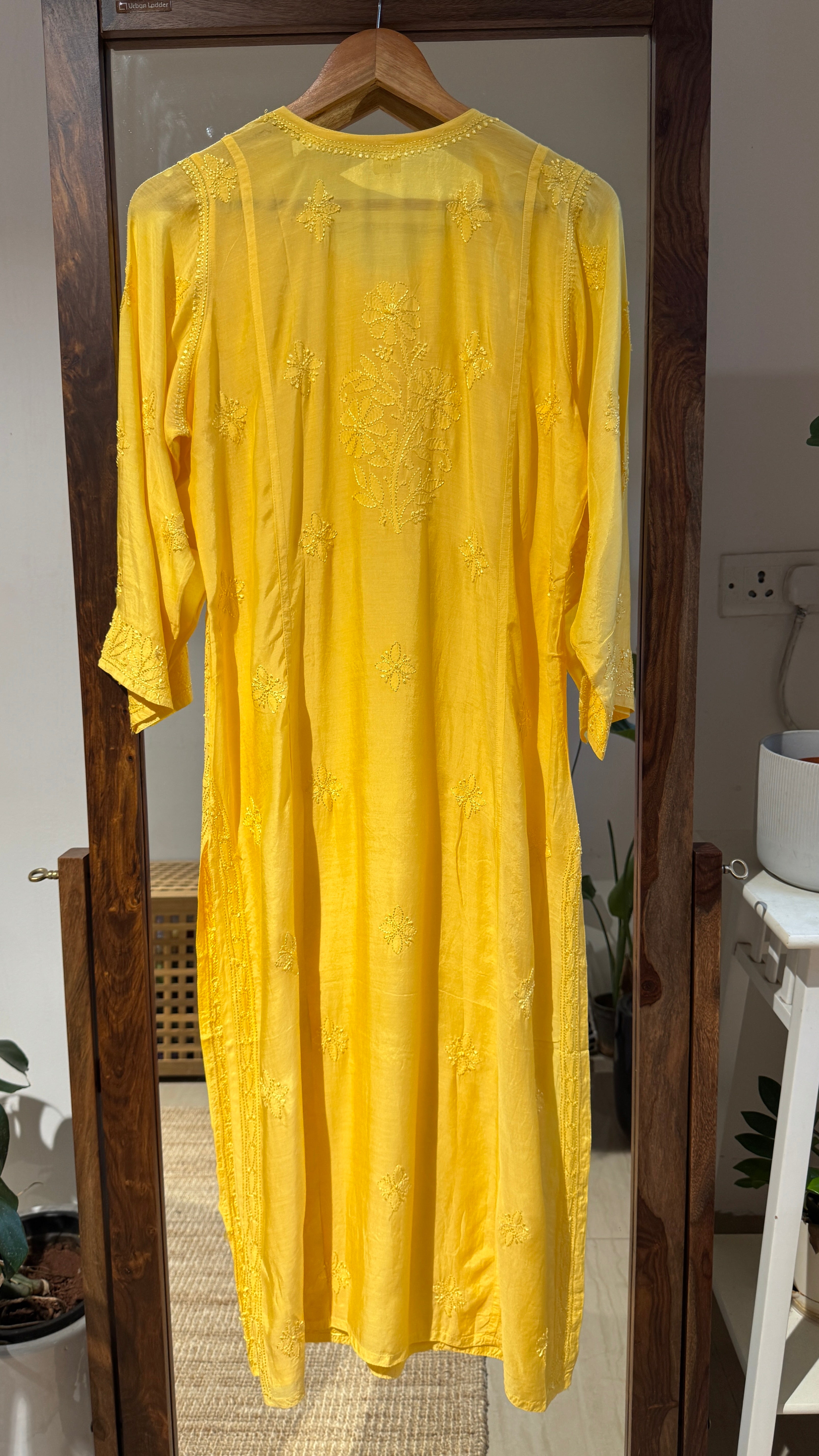 Muslin Chikankari Kurti - Yellow - BERRY Collection