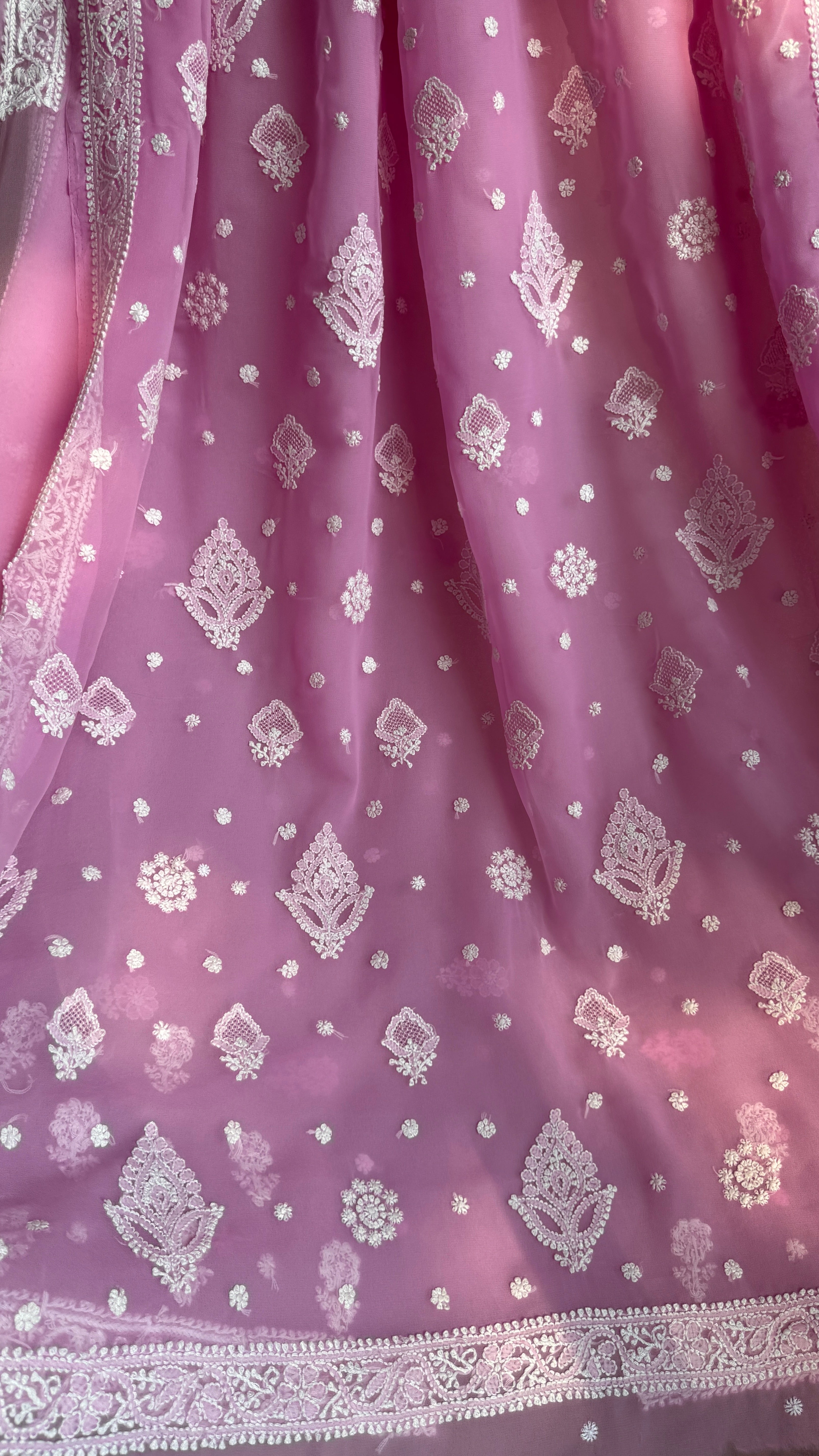 Georgette Chikankari saree in Pink