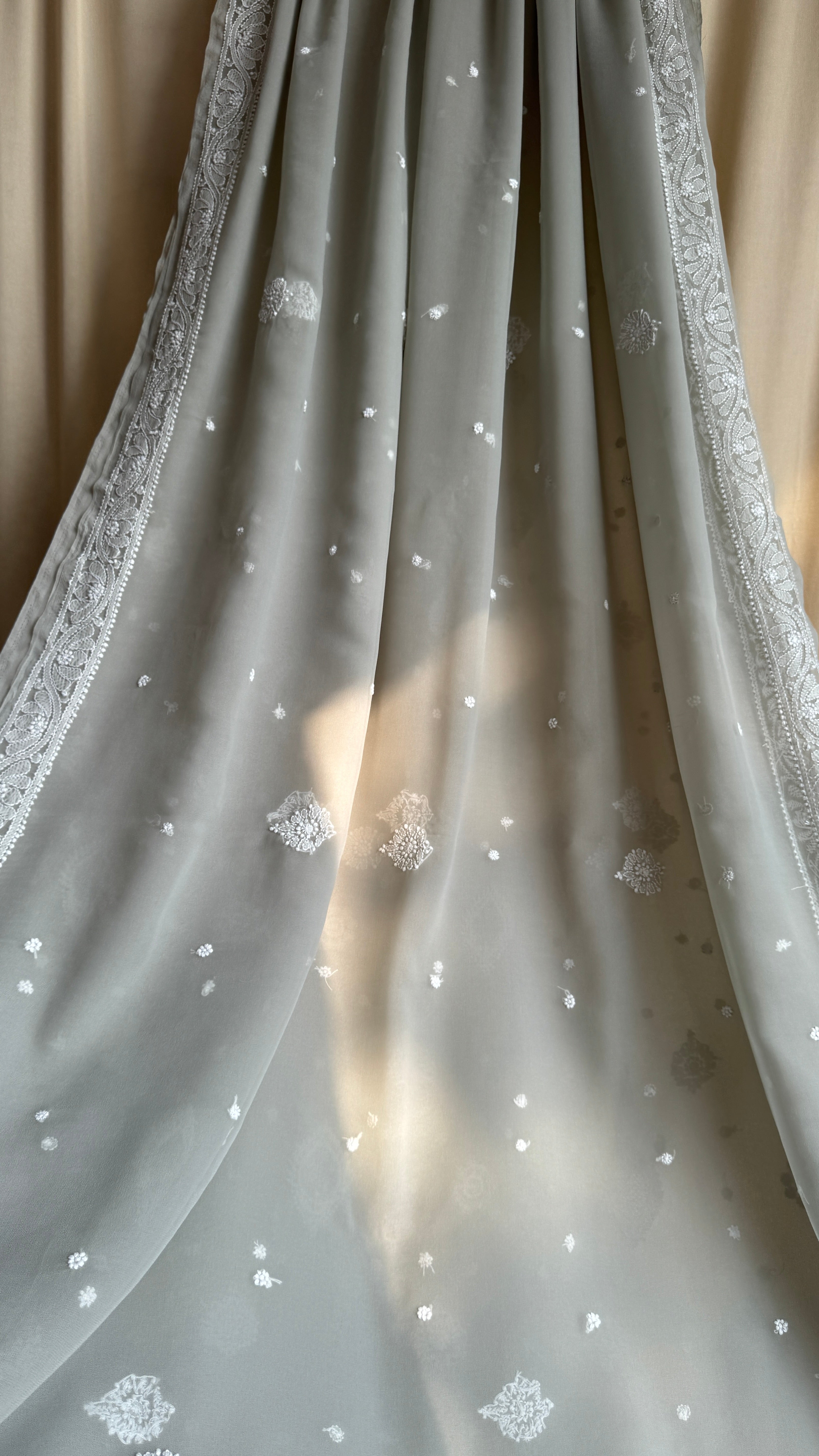 Georgette Chikankari saree in Grey