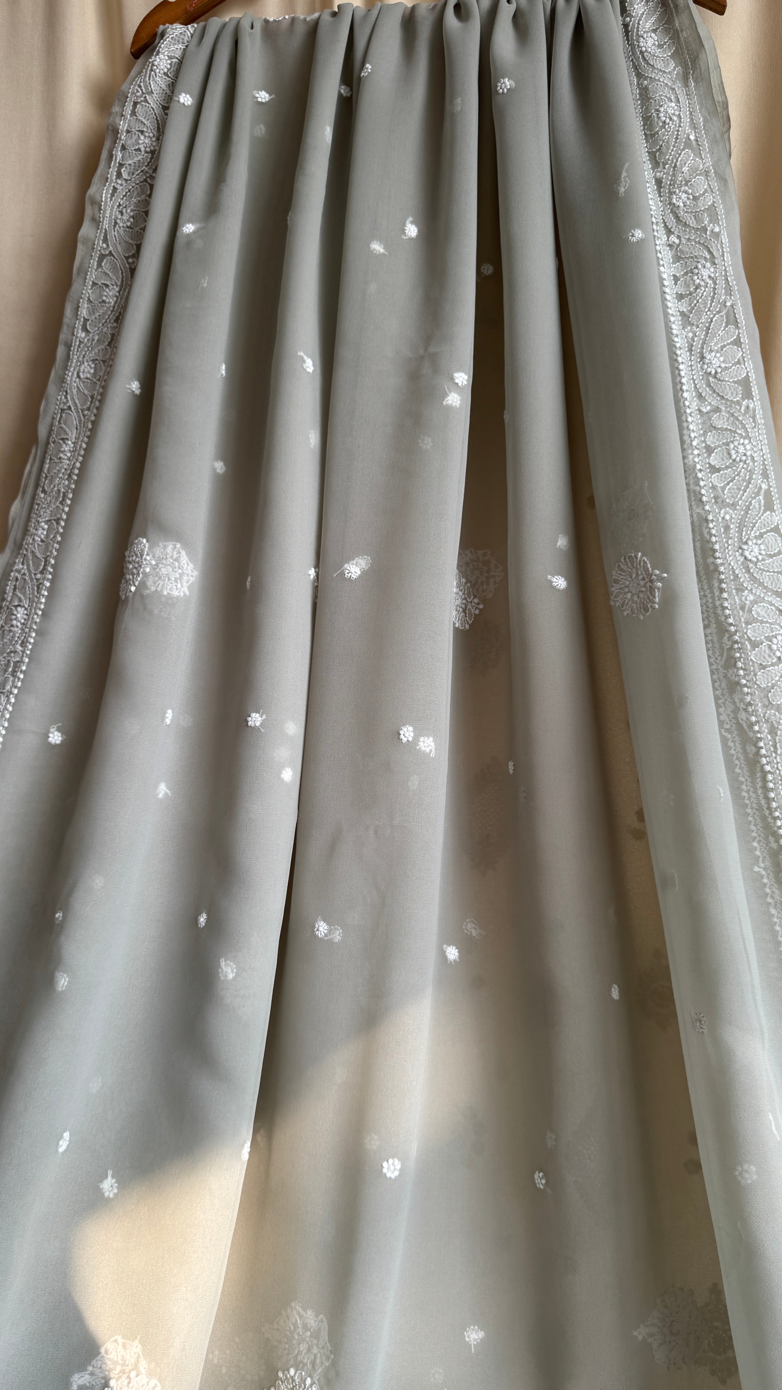 Georgette Chikankari saree in Grey