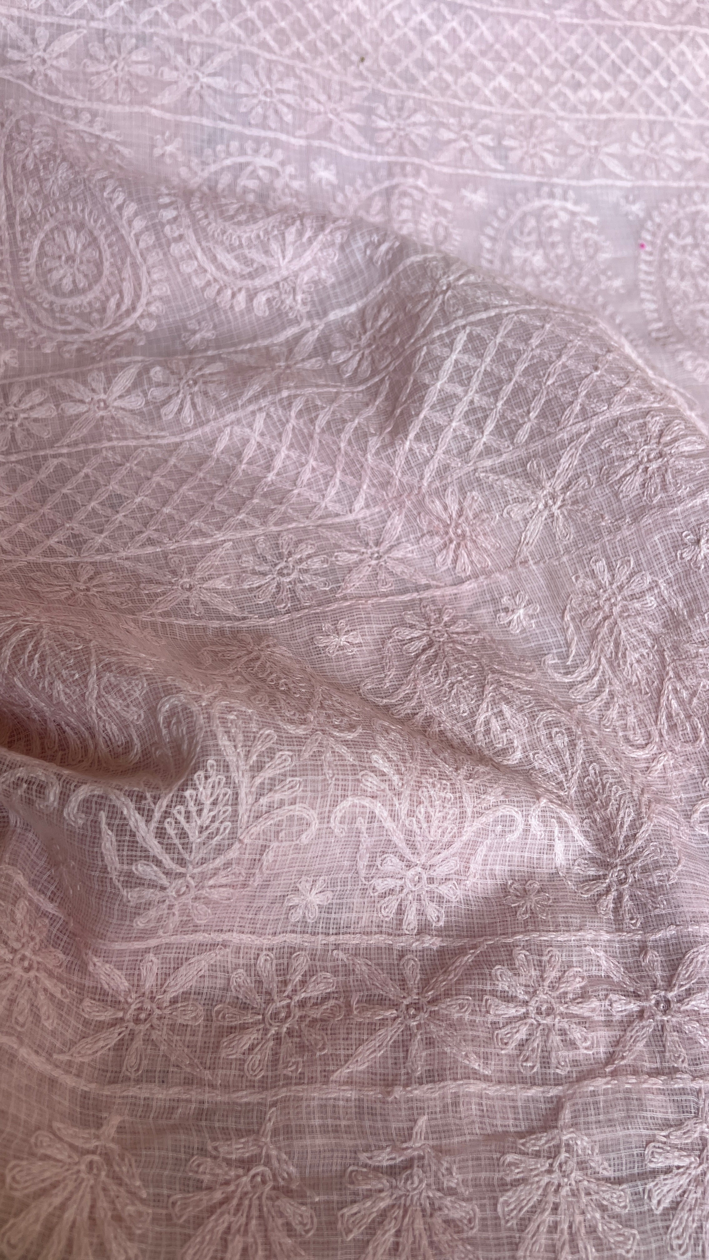 Kota Chikankari saree in Pale Pink