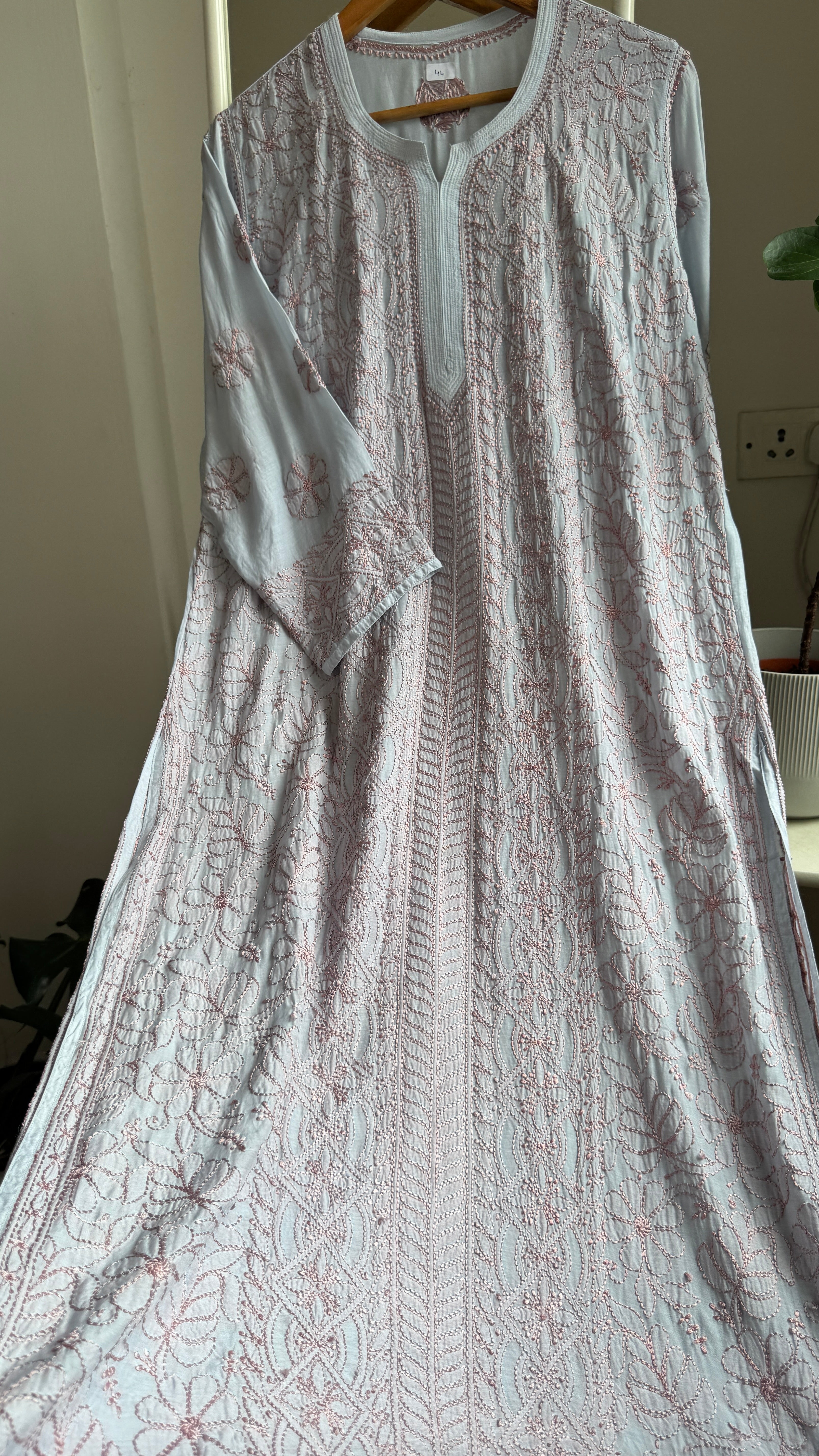 Muslin Chikankari Kurti - Blue Multi Color - BERRY Collection