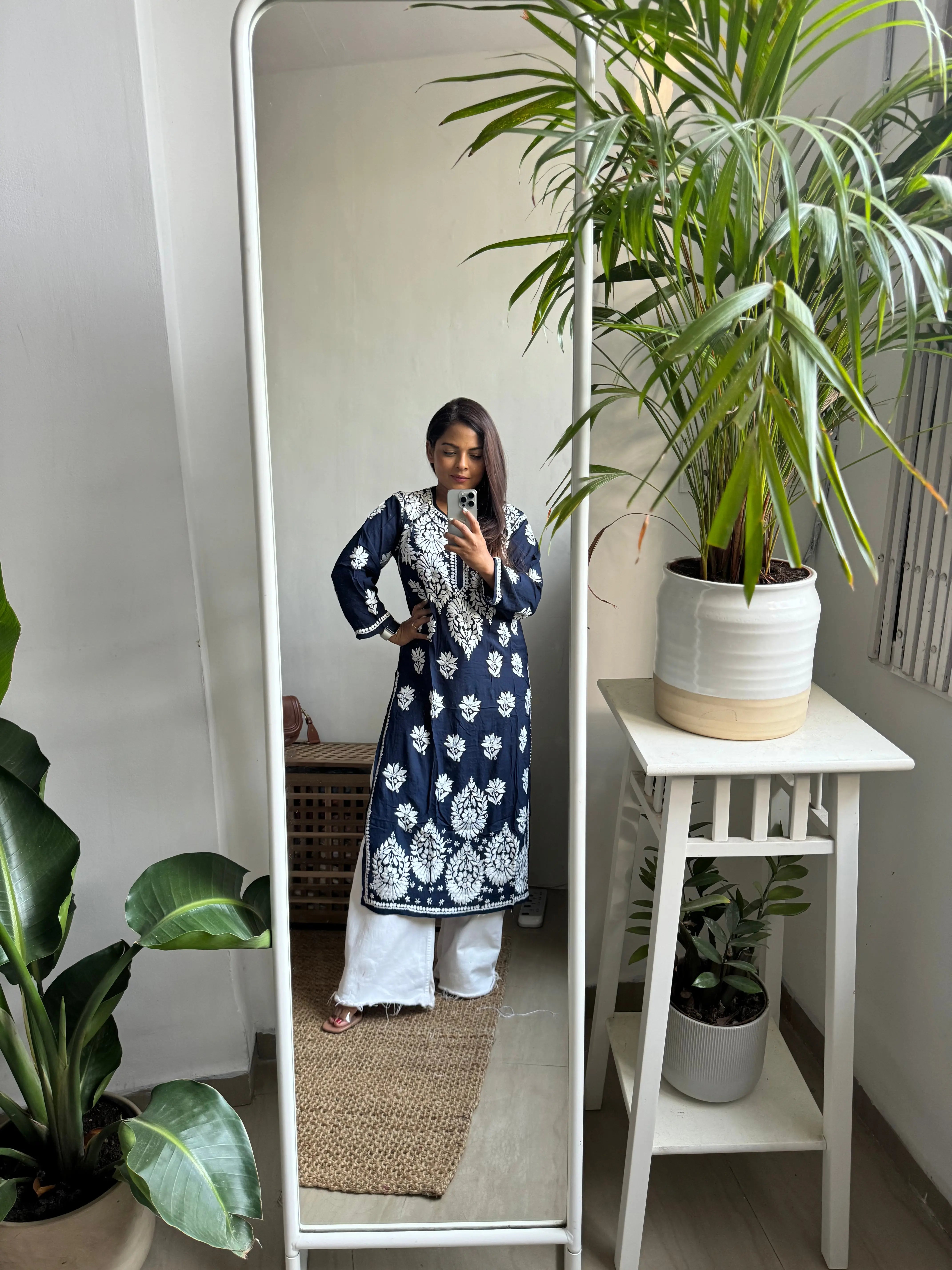 Modal Cotton Kurti - Blue ARIAA CHIKANKARI