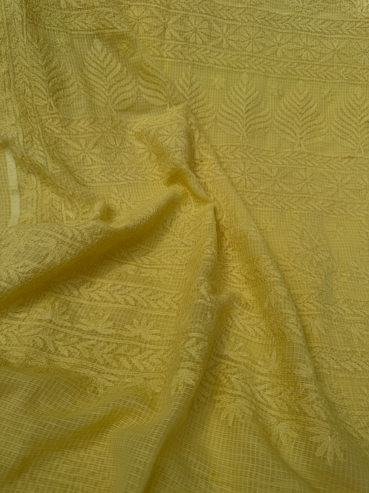 Kota Chikankari saree in Yellow
