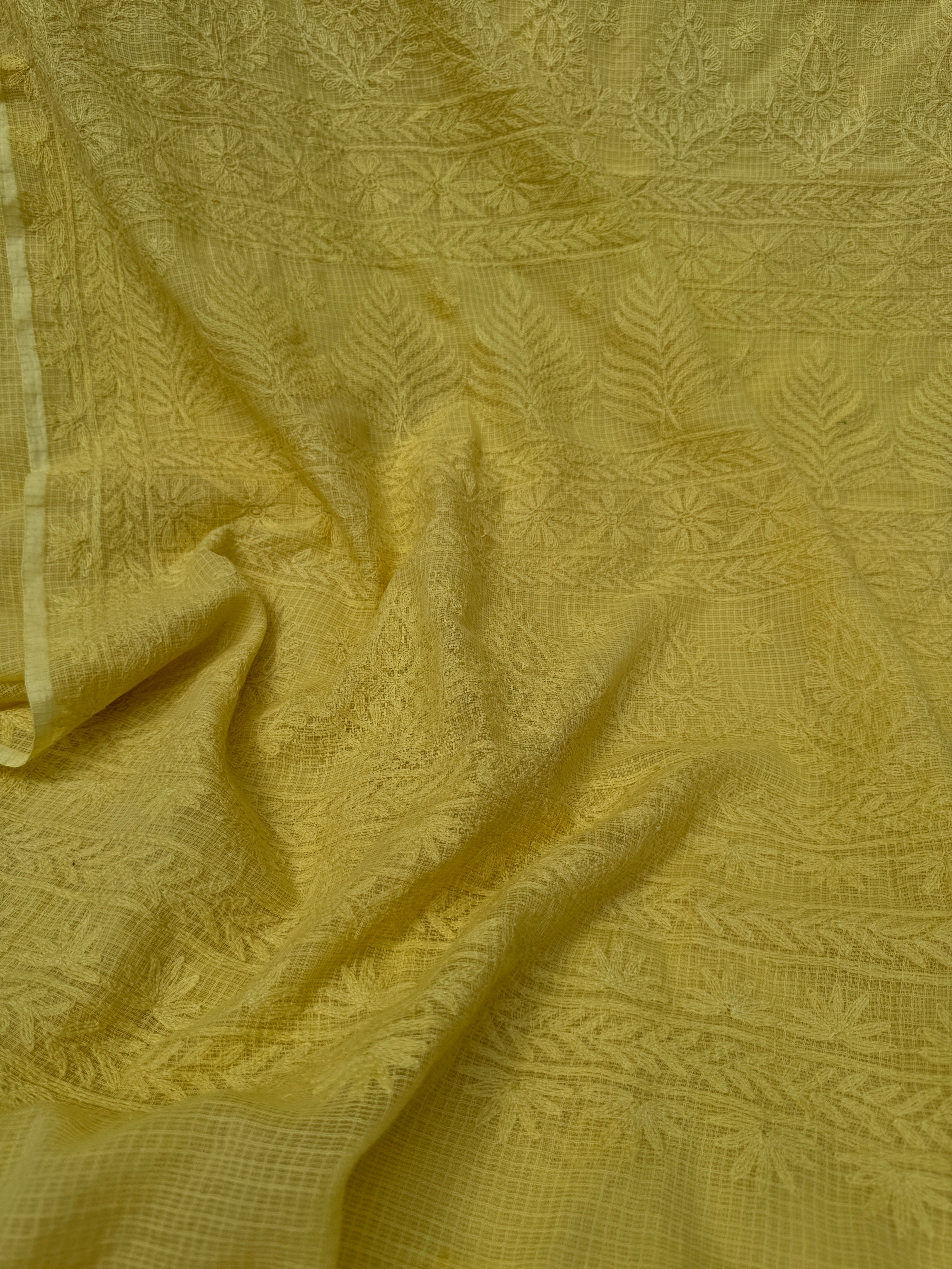 Kota Chikankari saree in Yellow