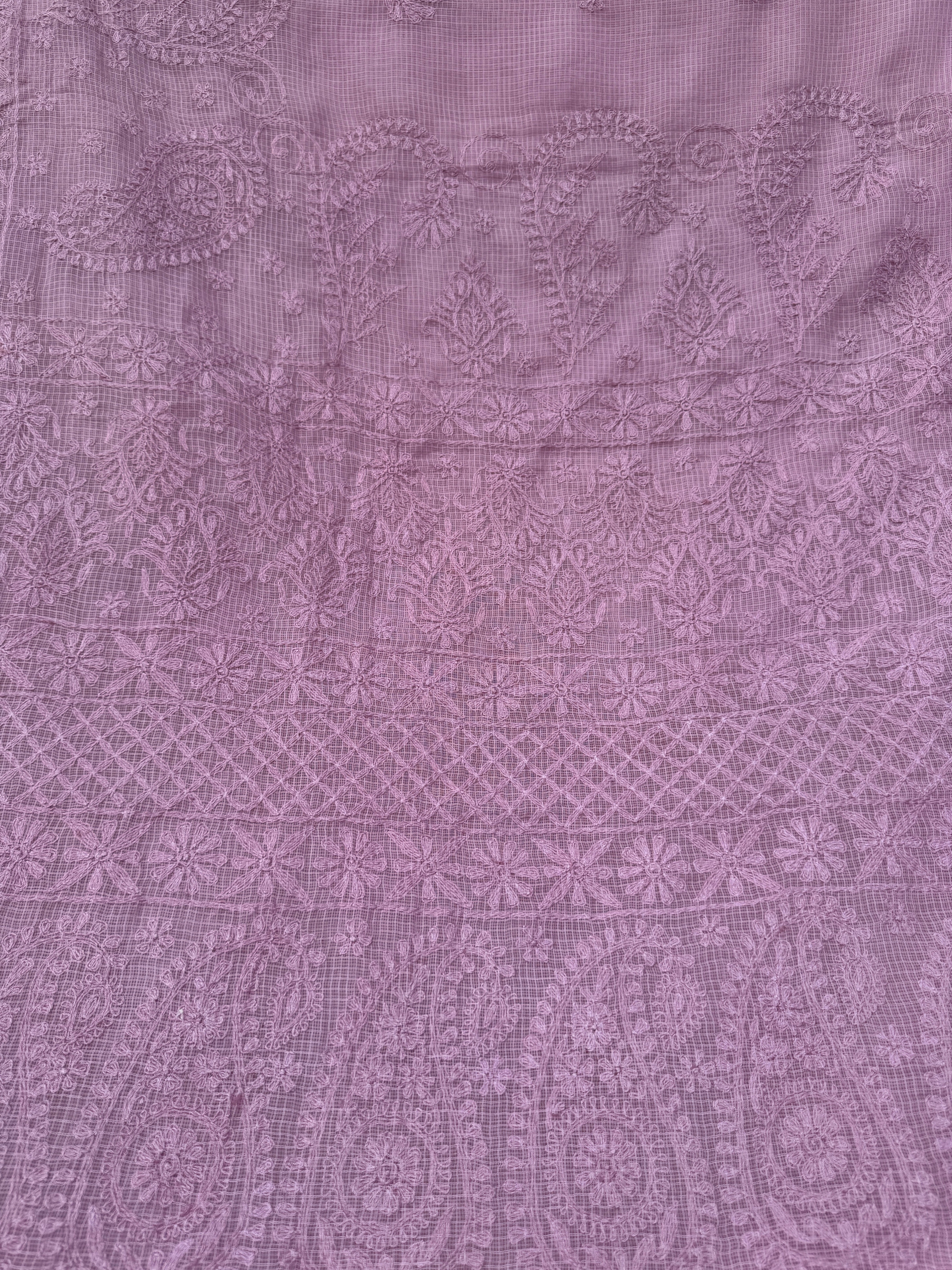 Kota Chikankari saree in Mauve