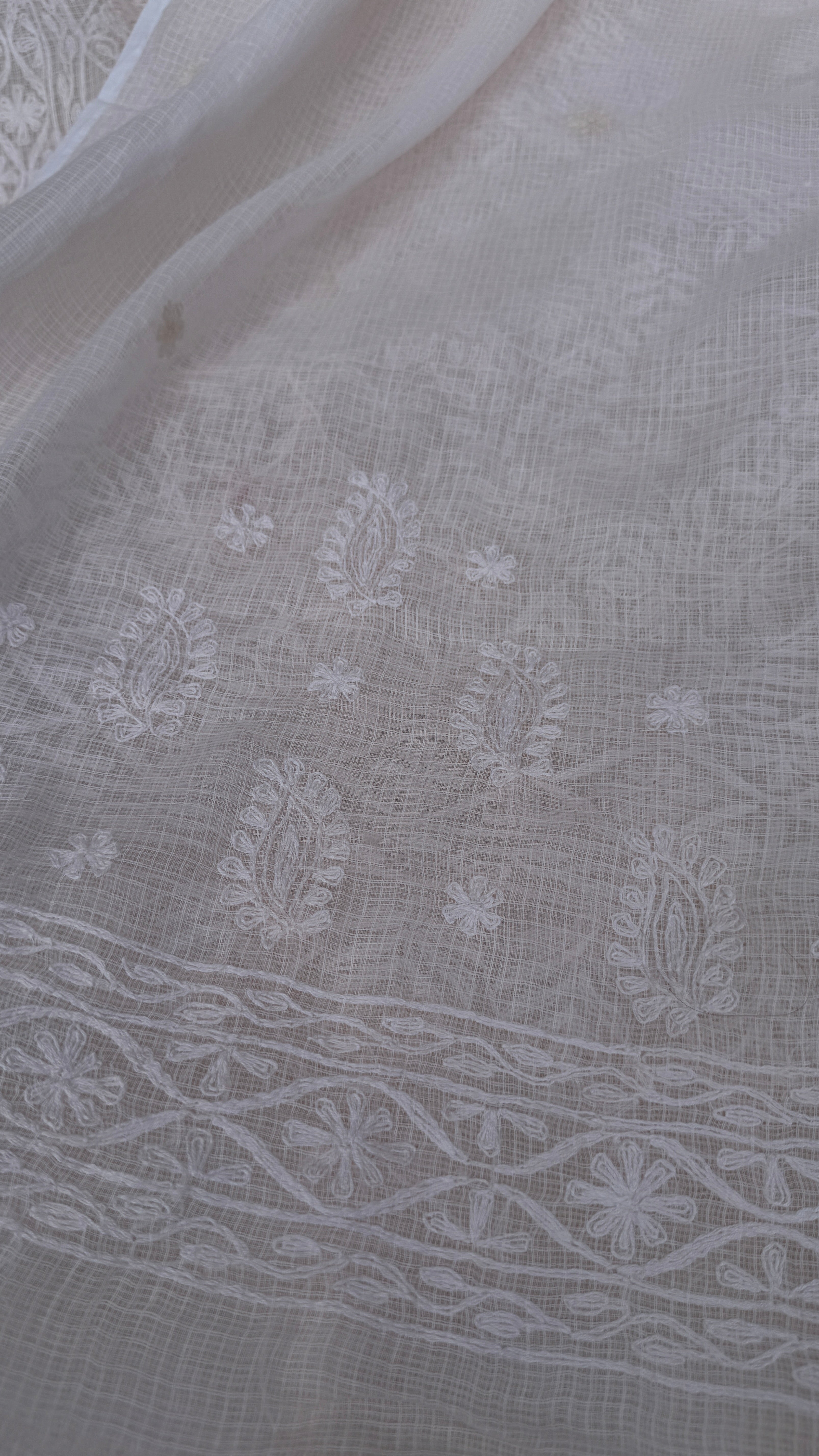 Kota Chikankari saree in pale pink