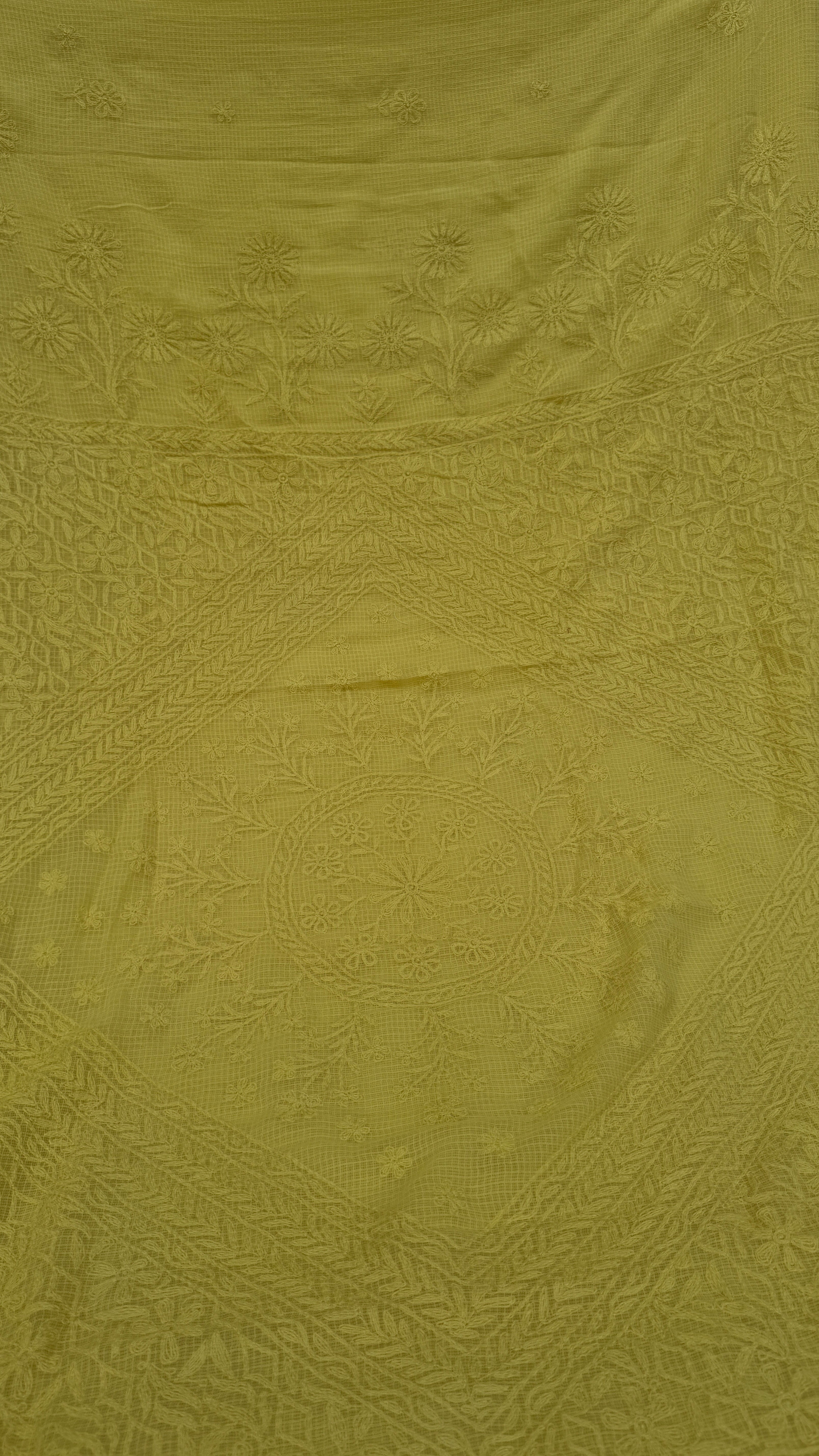 Kota Chikankari saree in yellow