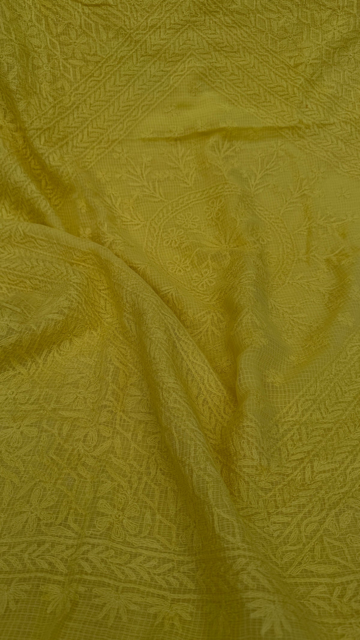 Kota Chikankari saree in yellow