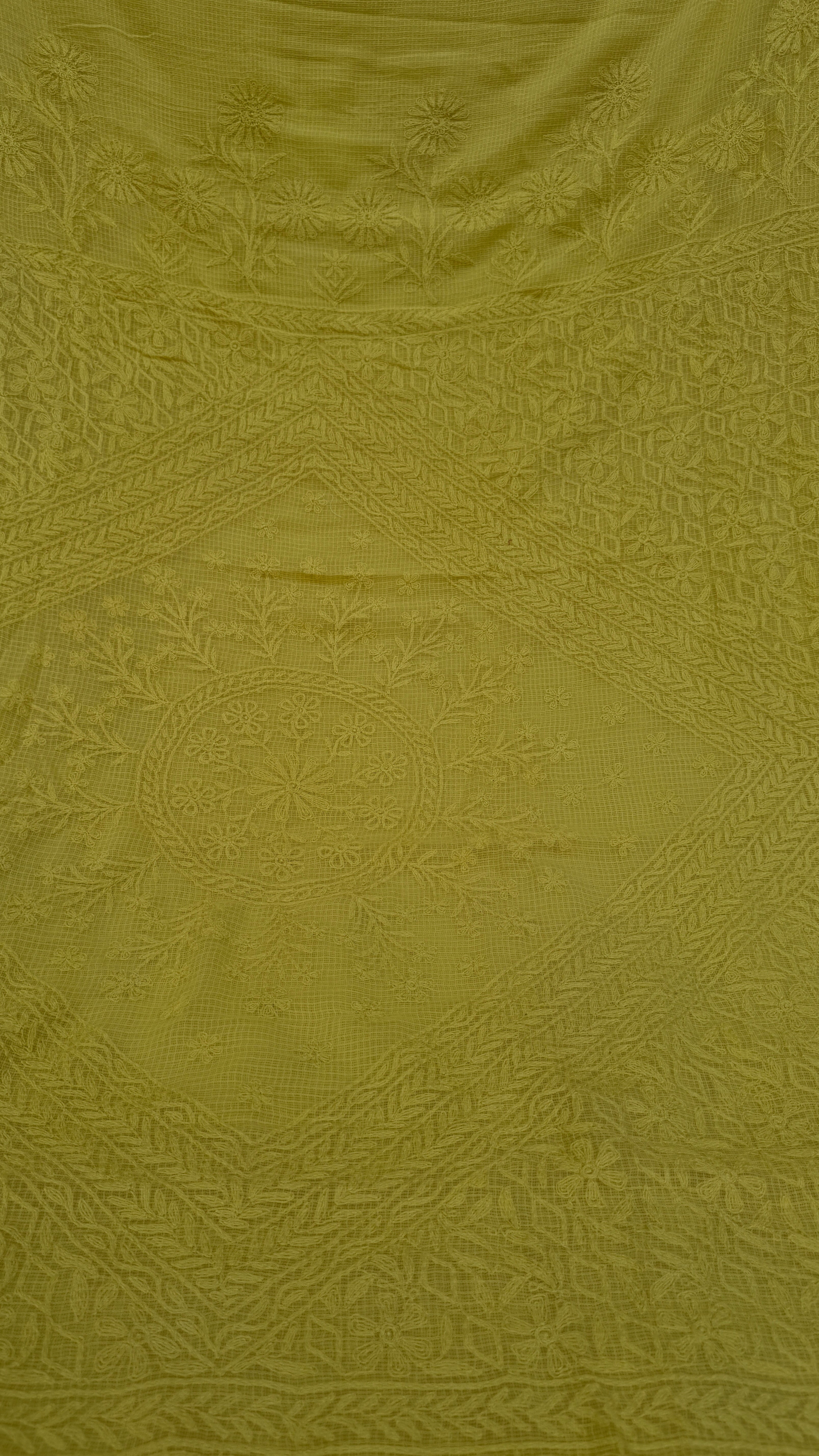 Kota Chikankari saree in yellow