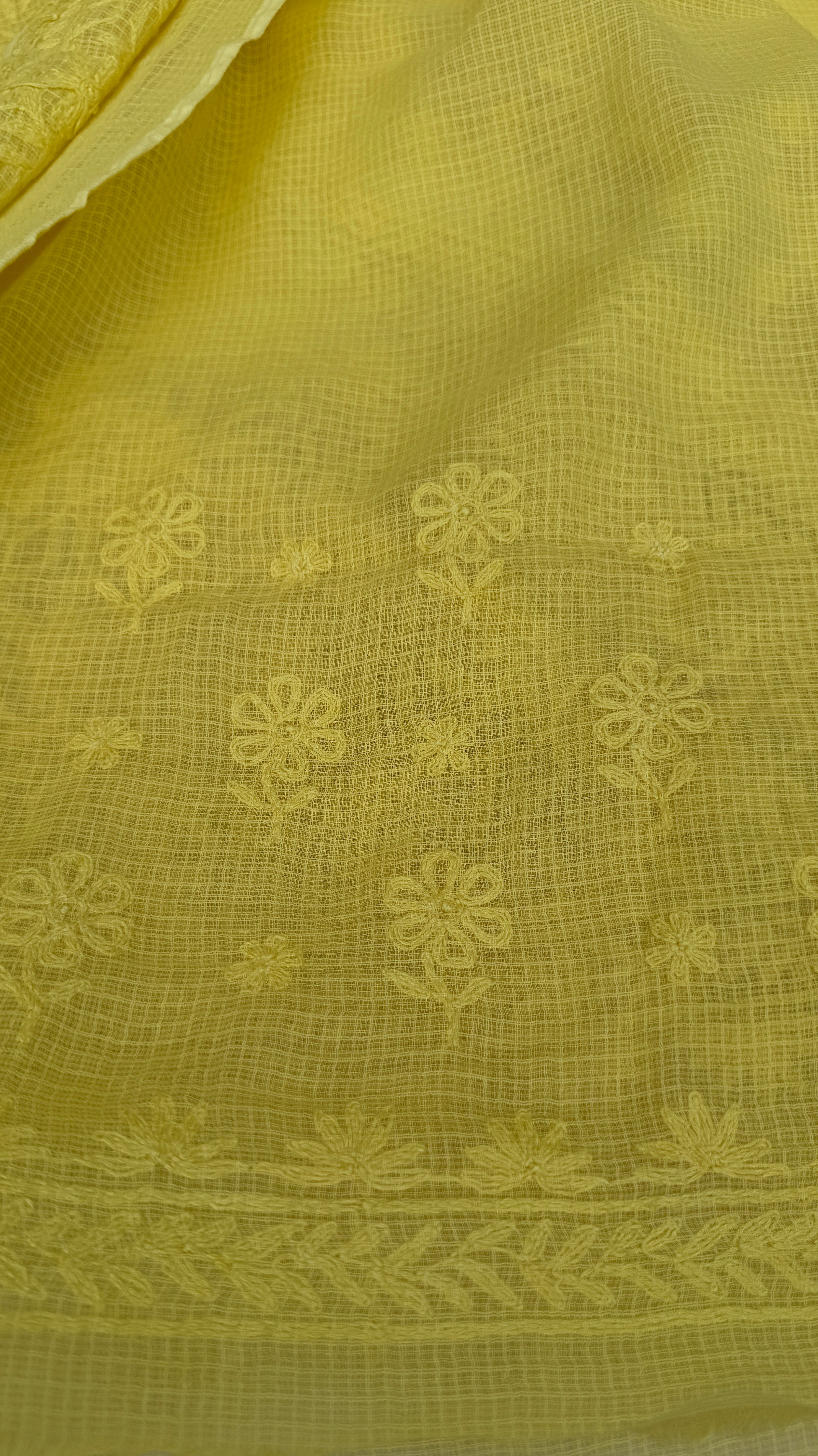 Kota Chikankari saree in yellow