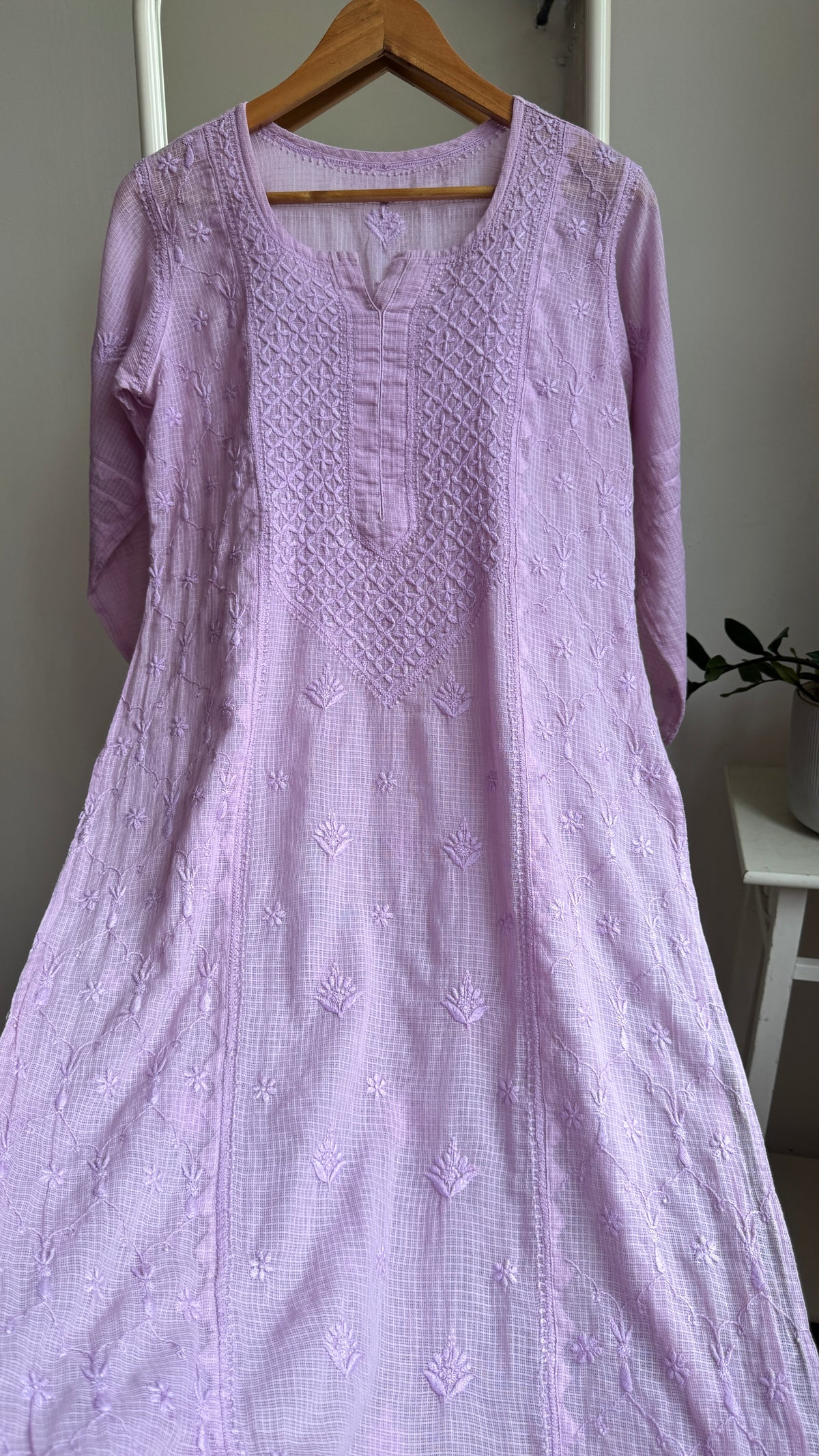 Kota Soft Cotton Chikankari Kurti - Mauve