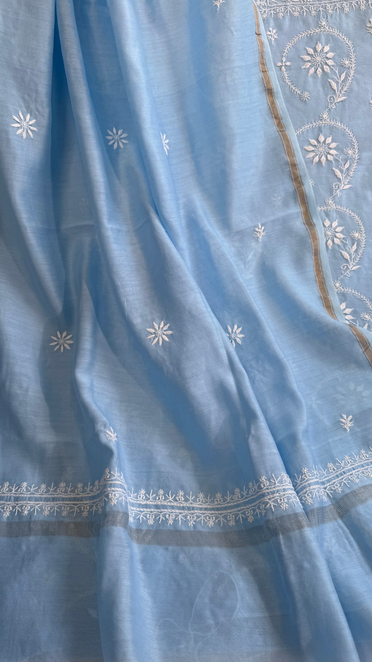 Chanderi Length with Dupatta - Blue