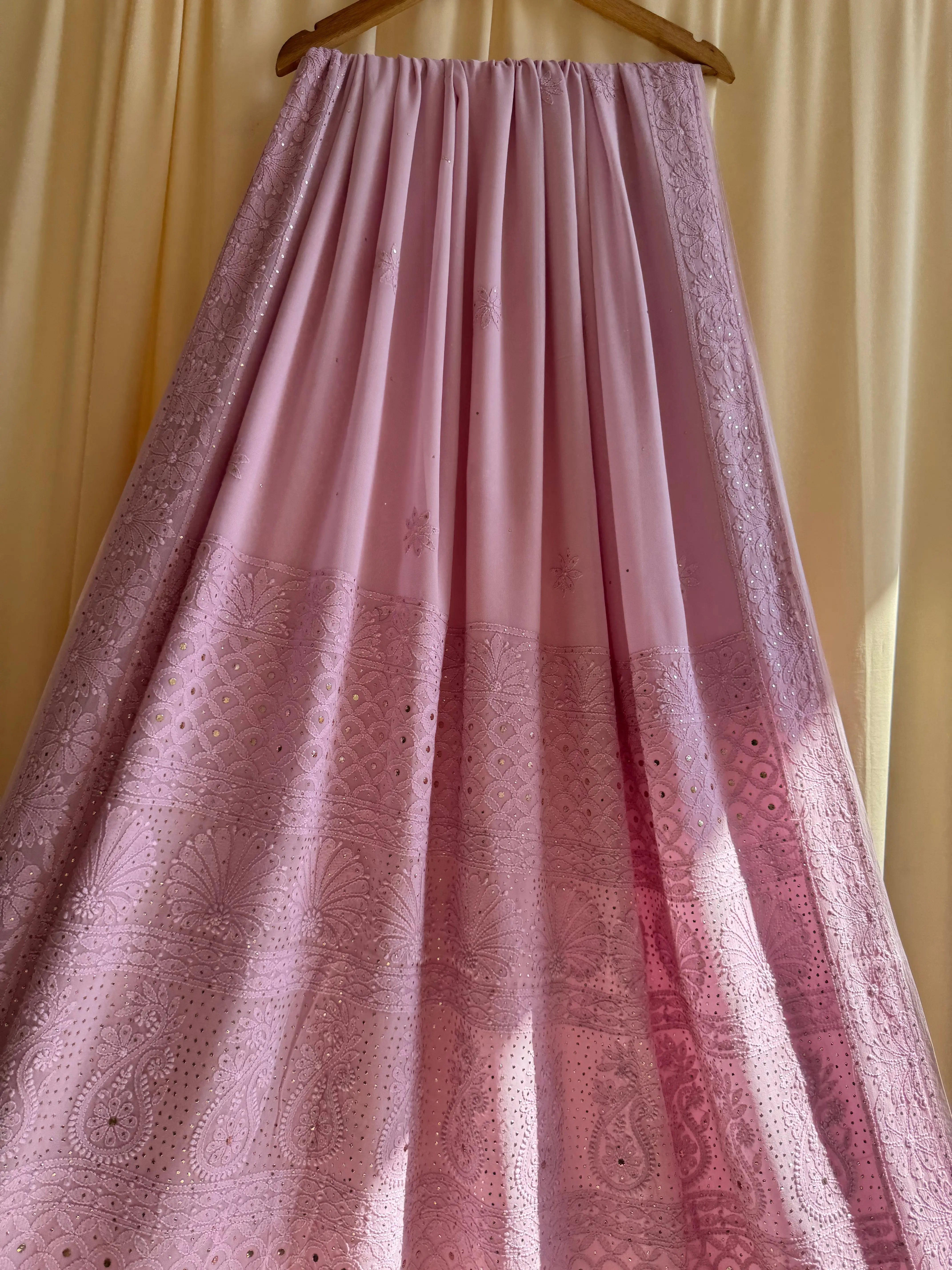 Viscose Lilac Chikankari saree with Mukaish Work ARIAA CHIKANKARI
