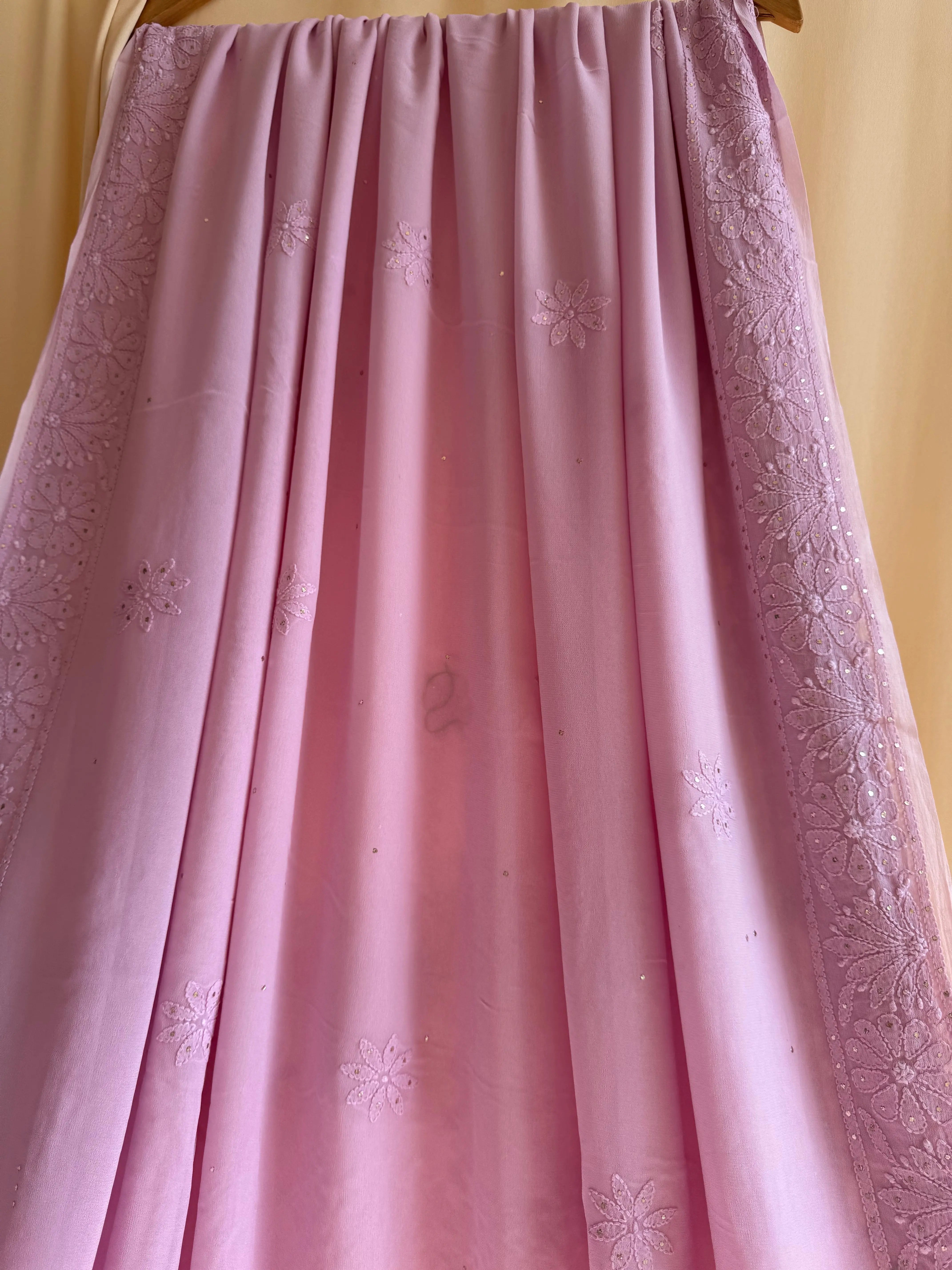 Viscose Lilac Chikankari saree with Mukaish Work ARIAA CHIKANKARI
