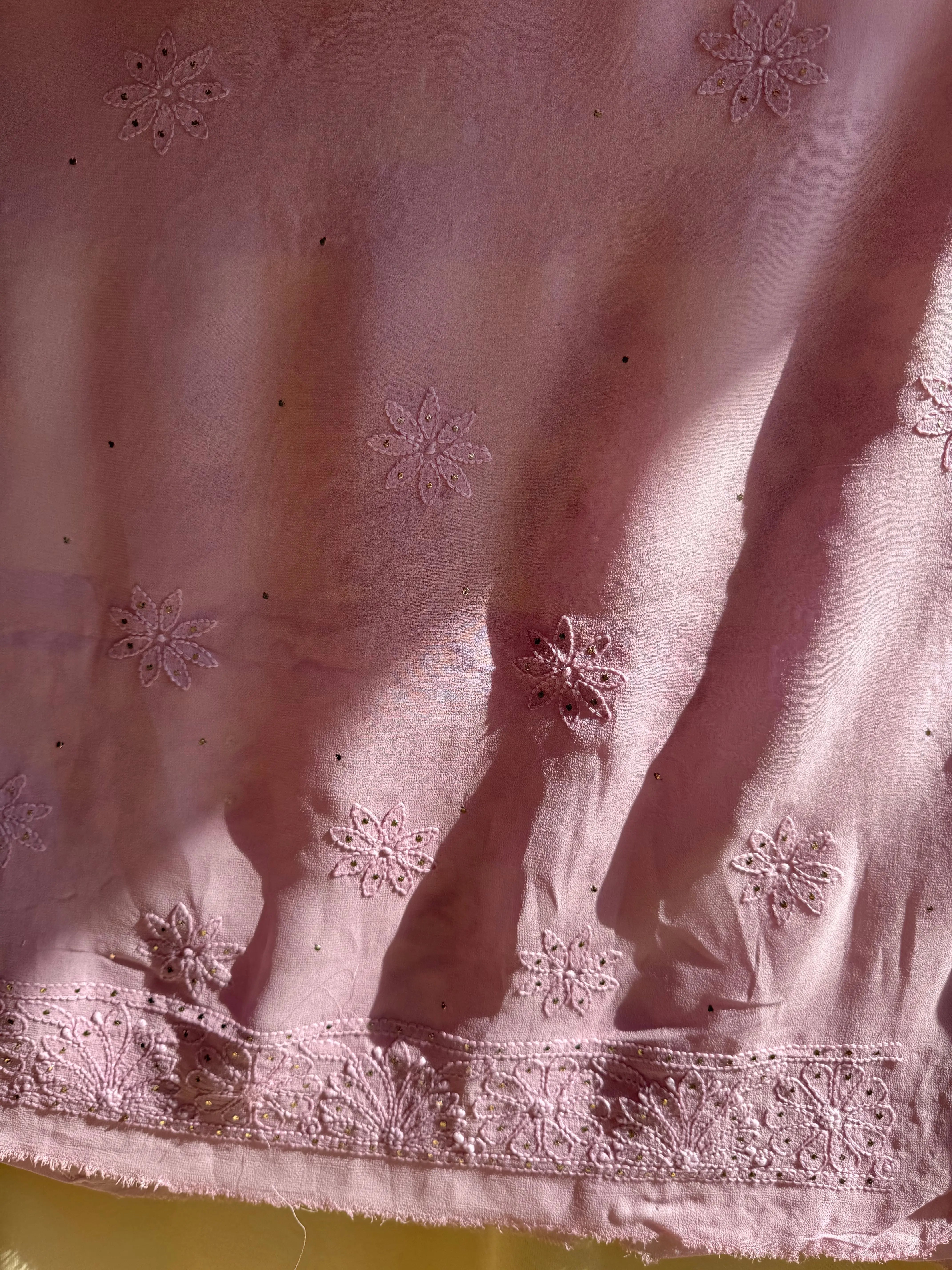 Viscose Lilac Chikankari saree with Mukaish Work ARIAA CHIKANKARI