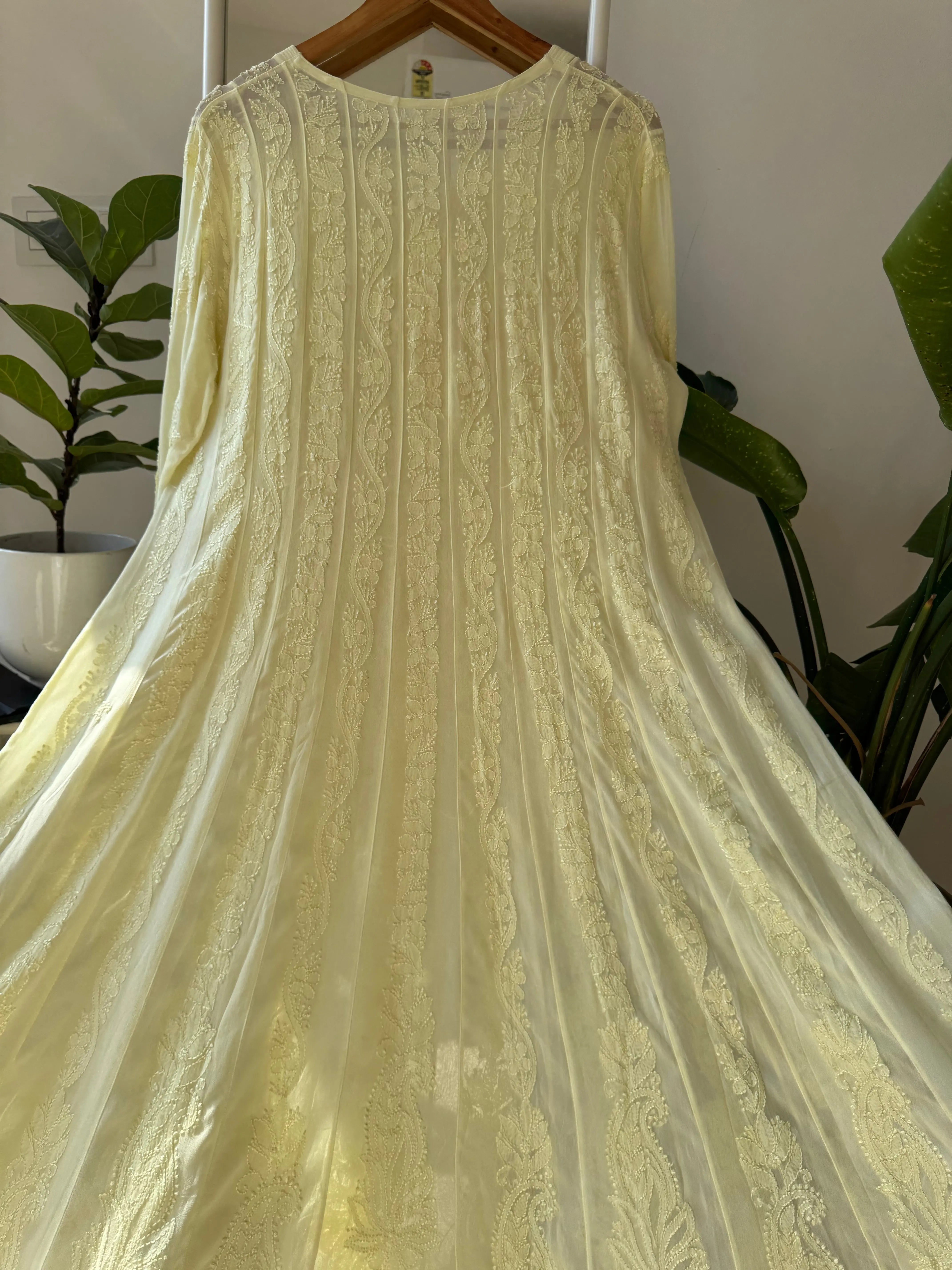 Viscose Chikankari Anarkali - Lemon Yellow ARIAA CHIKANKARI