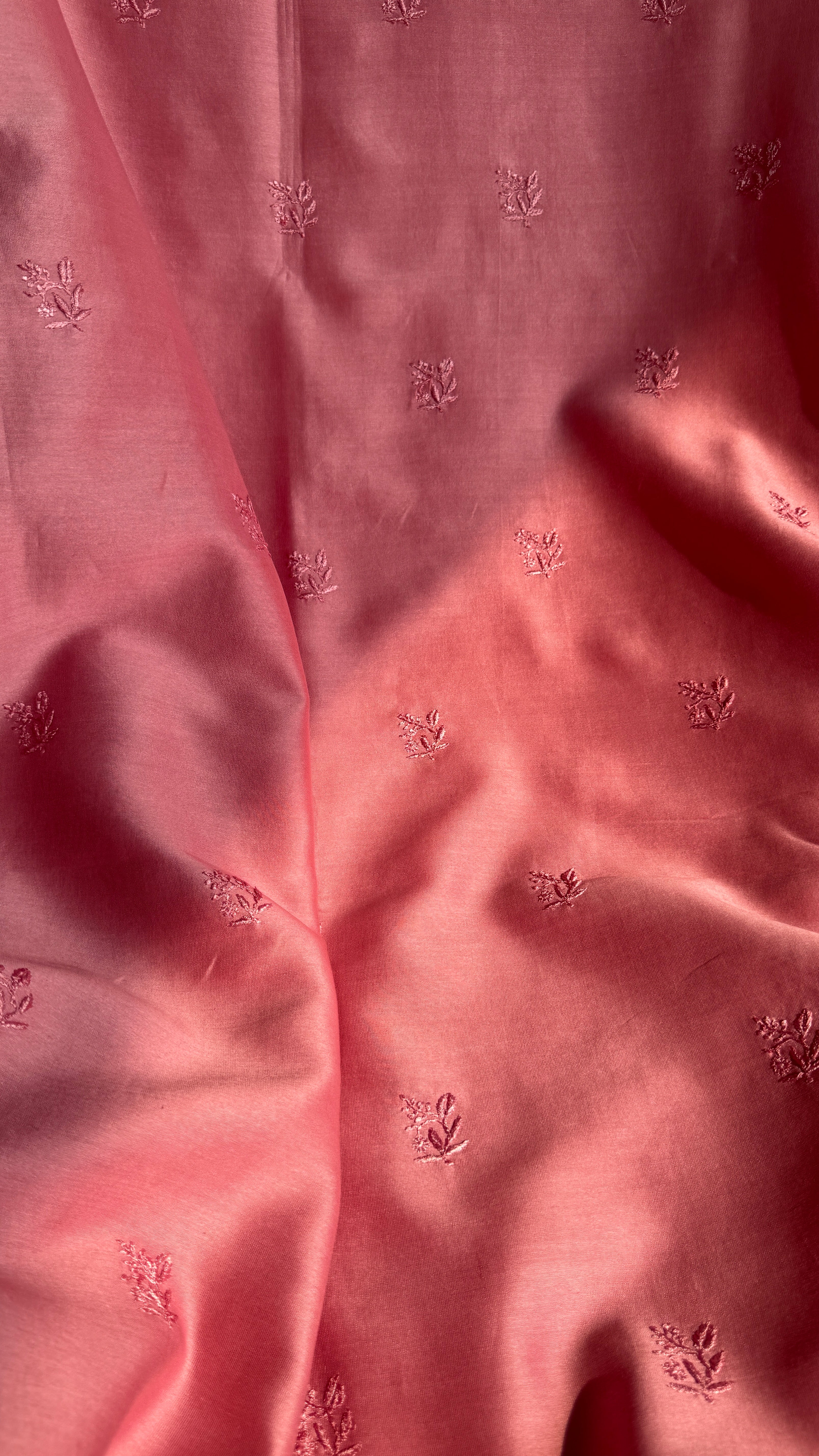 Chanderi Chikankari Kurta Length - Mens- Rosewood