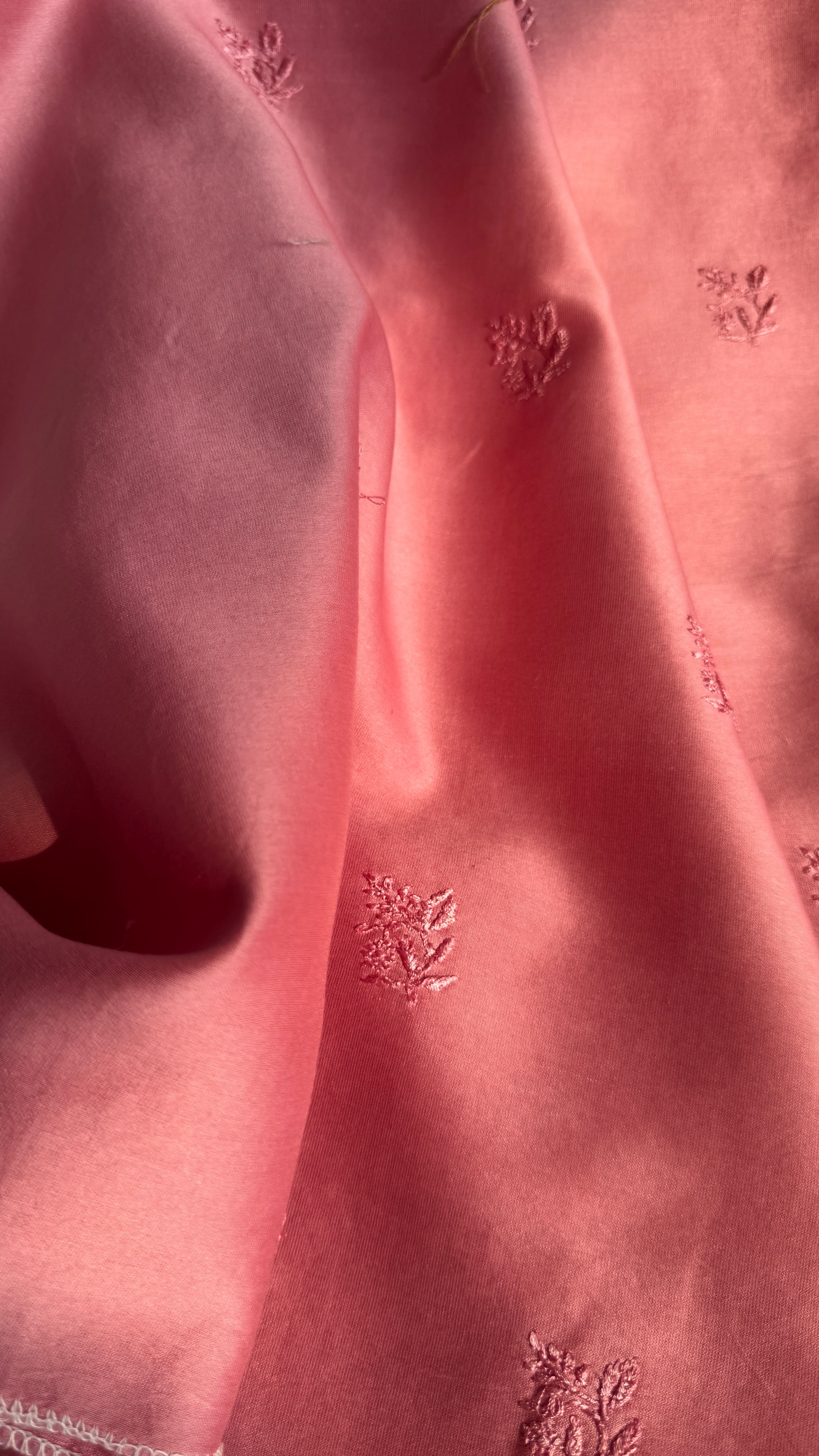 Chanderi Chikankari Kurta Length - Mens- Rosewood