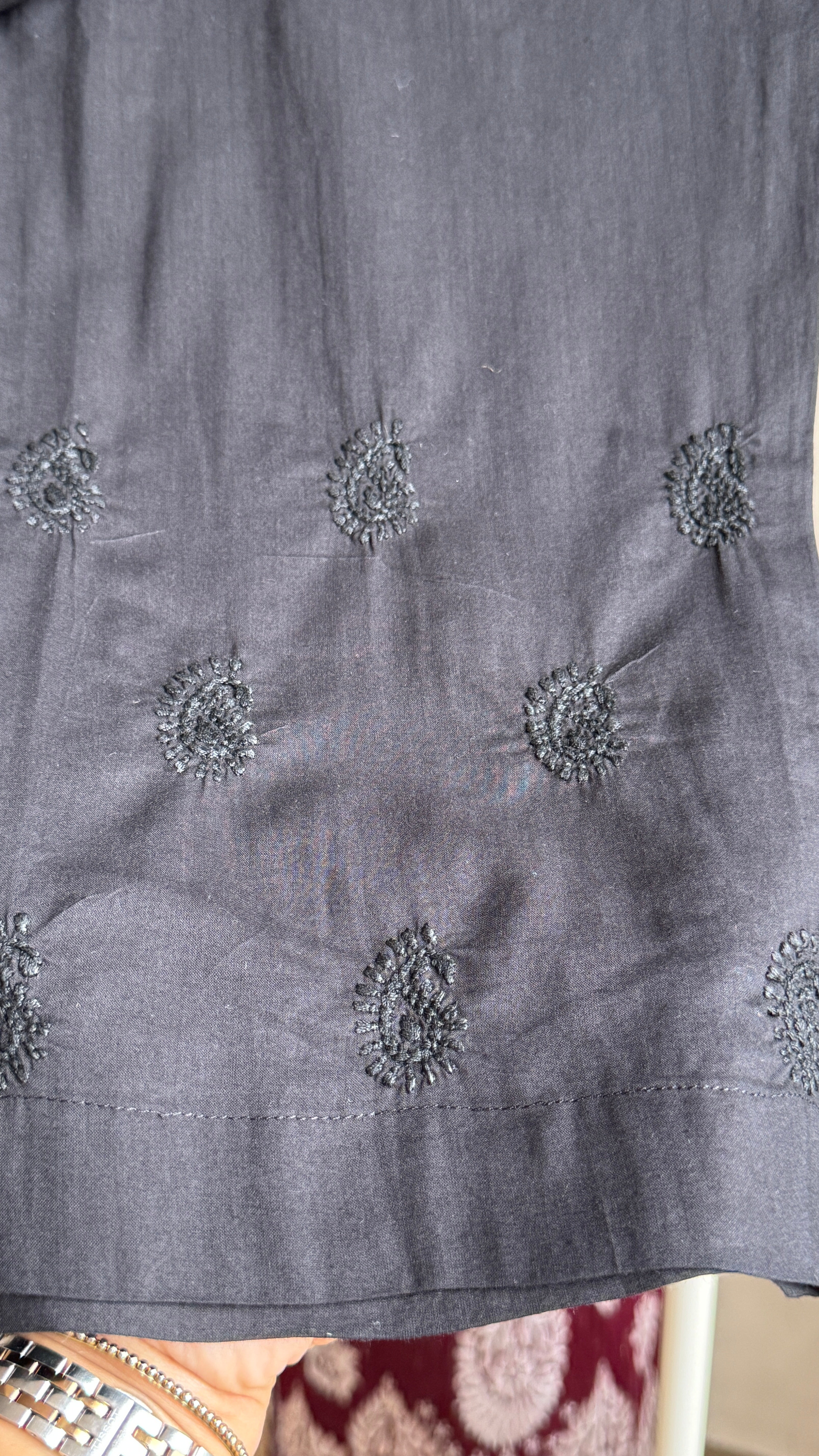 Chikankari Pants - Black Mul Cotton