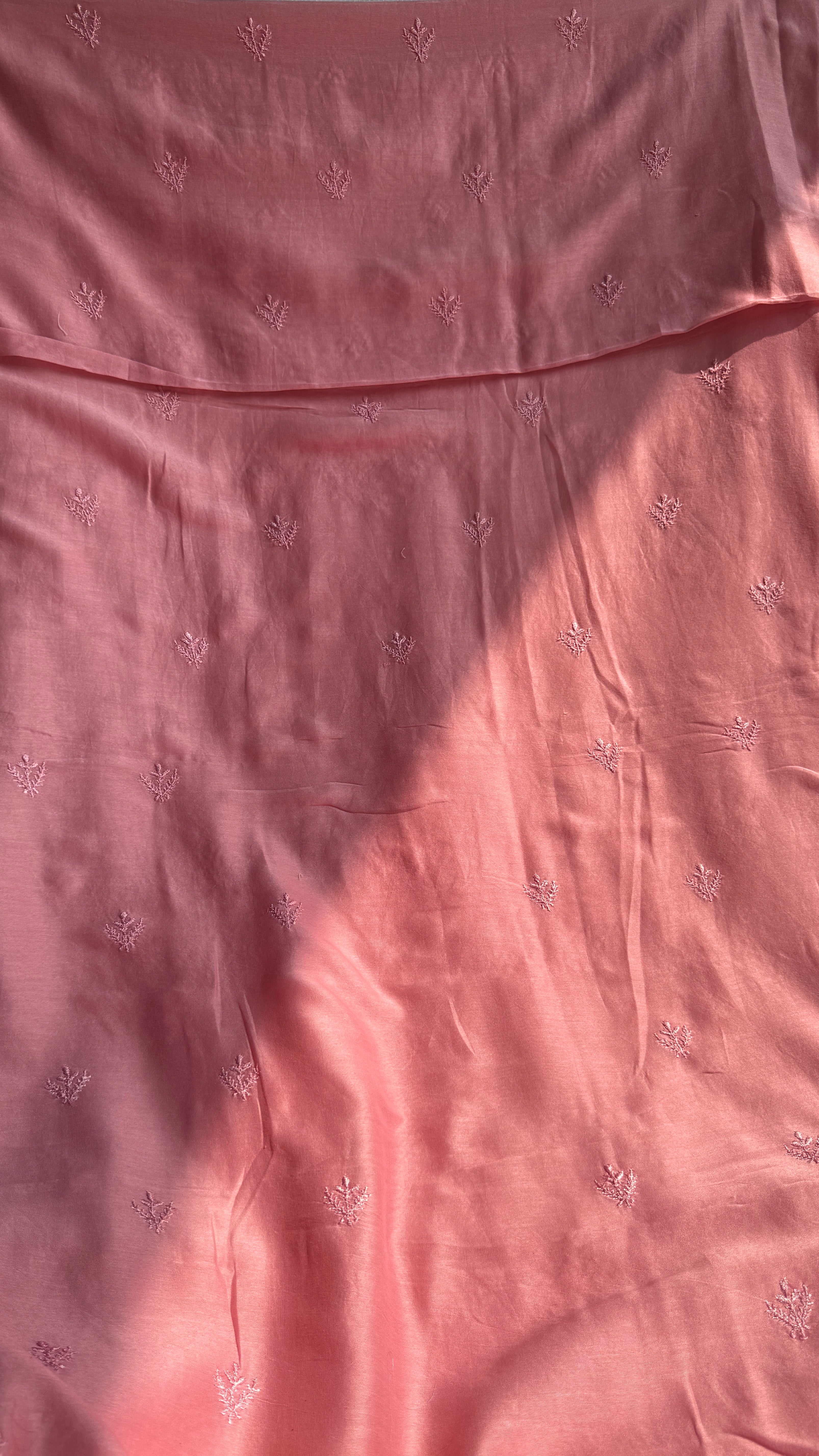 Chanderi Chikankari Kurta Length - Mens- Rosewood